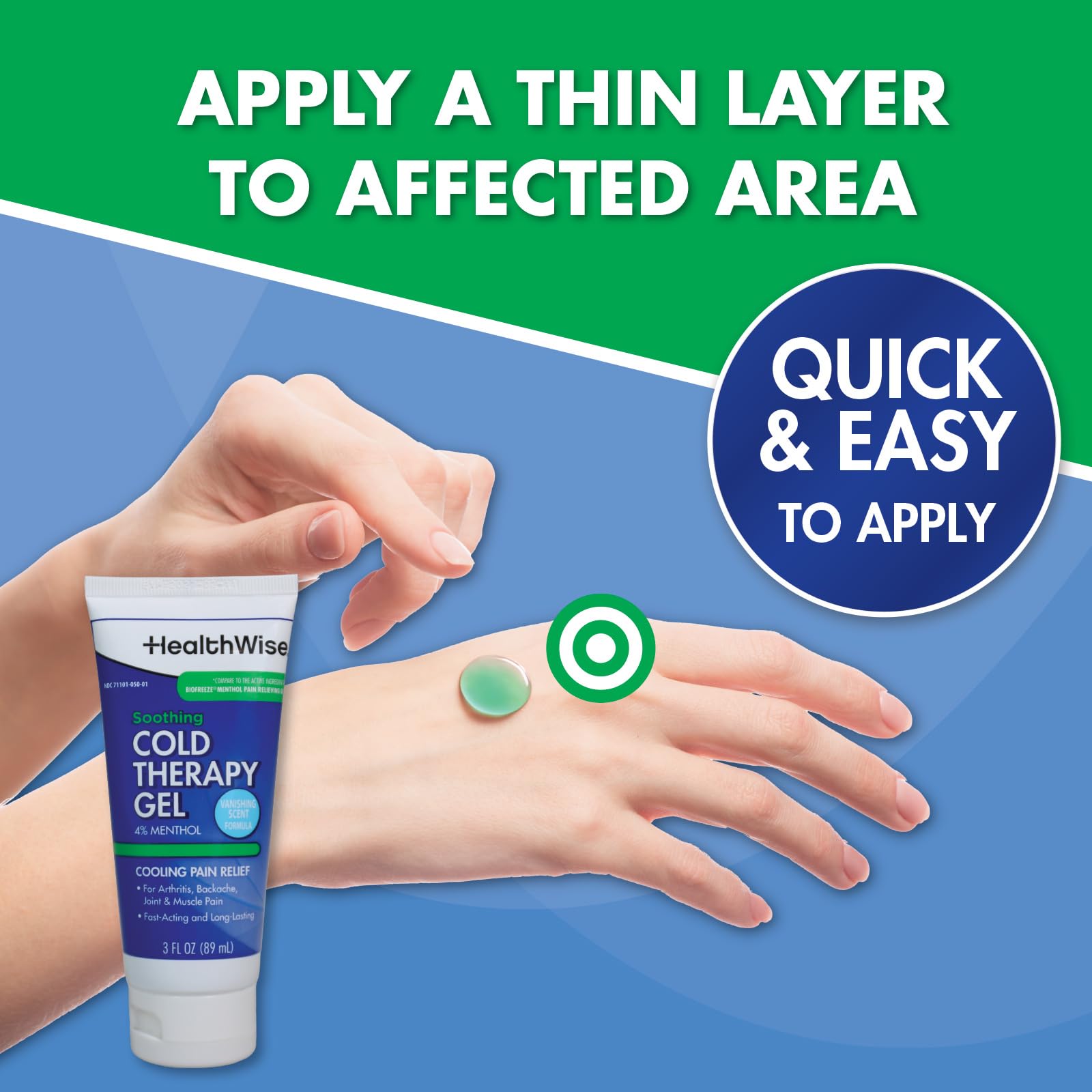 HealthWise Soothing Cold Therapy Gel | 4% Menthol | Vanishing Scent | 3.0 Oz | Arthritis Pain Relief | Topical Analgesic HealthWise Au supplements