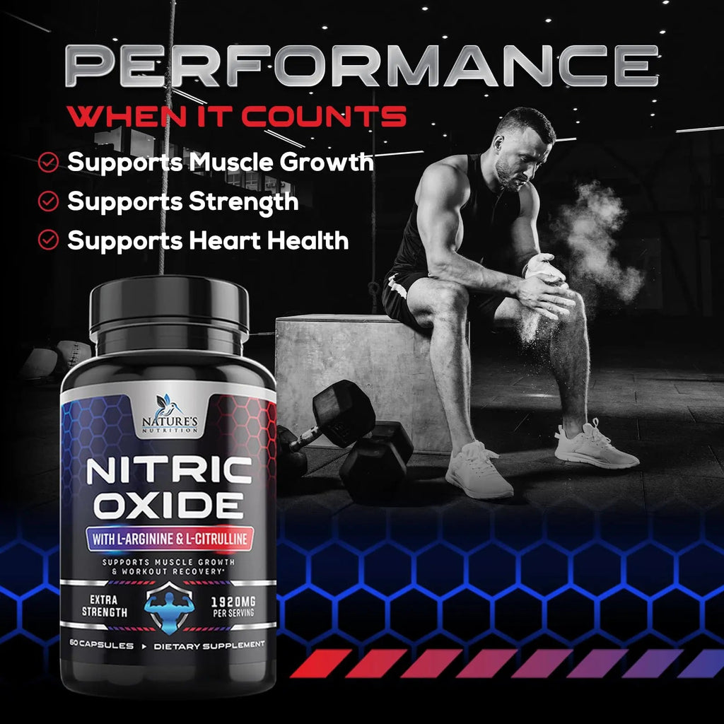 Extra Strength Nitric Oxide Supplement L Arginine 3X Strength - Citrulline Malate, AAKG Nature's Nutrition Au supplements