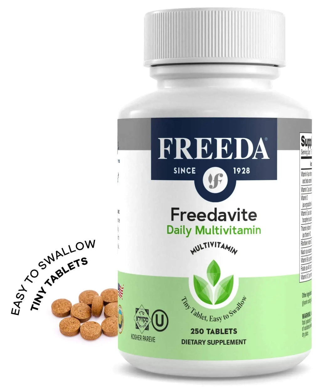 Freedavite Tiny Tablet - Moderate Multivitamin for Men and Women - Pure Vitamin A, C, D, E, B1, B2, B6, B12, Biotin, Calcium, Zinc, Iron, Magnesium FREEDA Au supplements