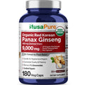 NusaPure Red Korean Panax Ginseng 20:1 Extract, 450 mg Equivalent to 9,000 mg 180 Veggie Caps (USDA Organic, Non-GMO, Vegan, Vegetarian, Bioperine) NusaPure Au supplements