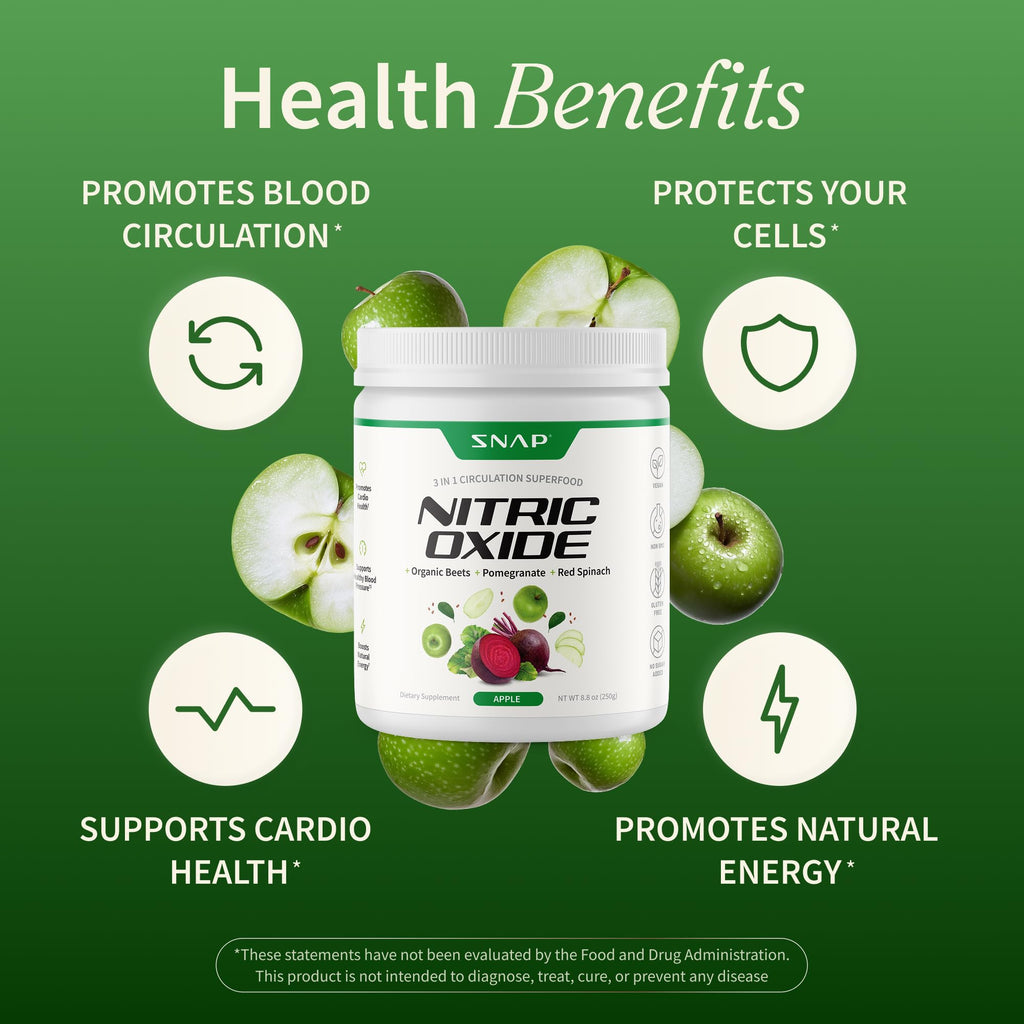 Snap Supplements Organic Beet Root Powder Nitric Oxide Supplement for Men & Women, Red Spinach & Pomegranate, Supports Healthy Energy & Blood Pressure Already