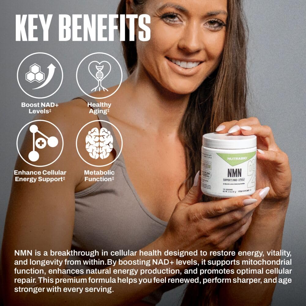 NutraBio NMN - NAD Supplement, Longevity Support, Boost NAD Levels, Increase Cellular Energy, Brain Health, Healthy Aging- 120 Servings NutraBio Au supplements
