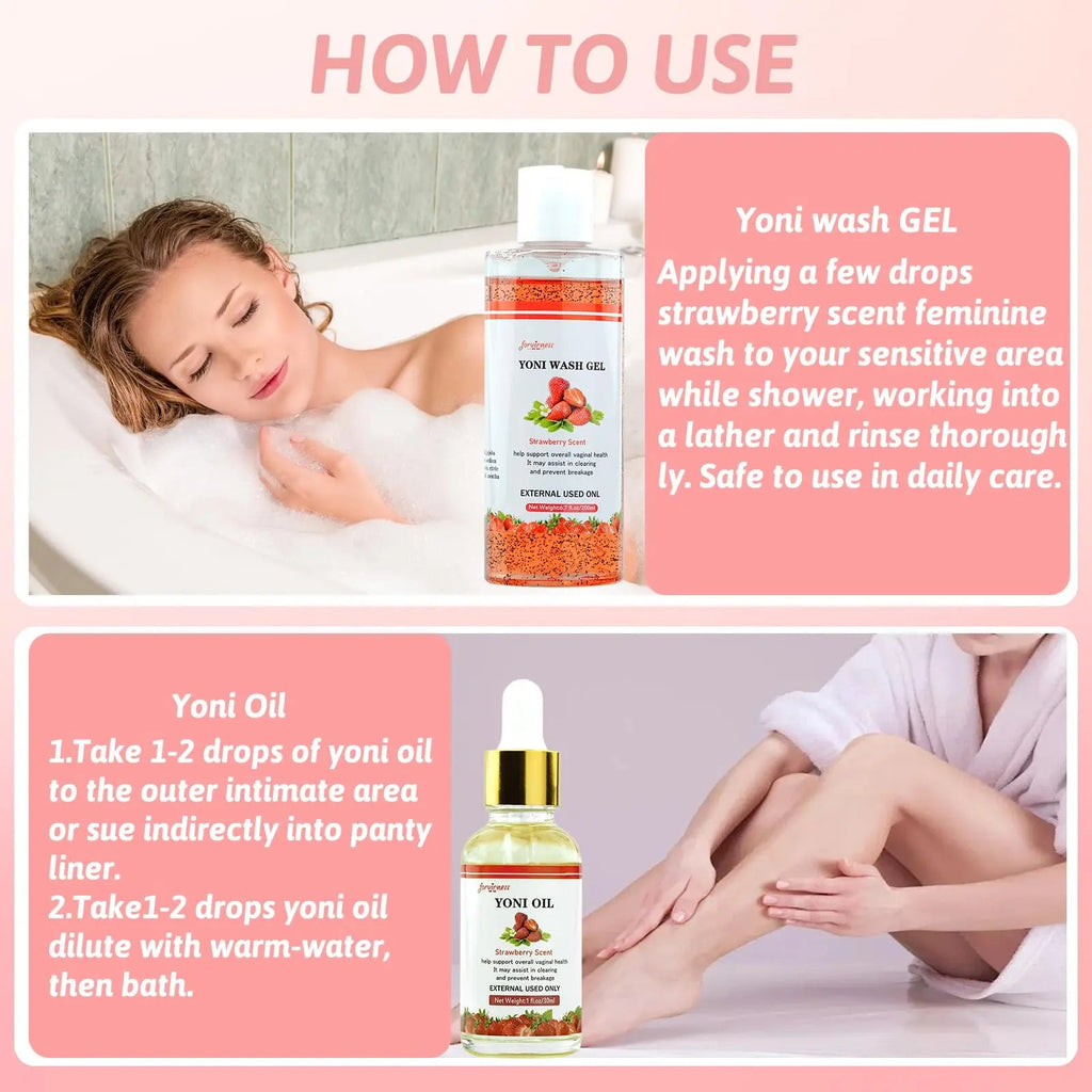 Yoni Wash Yoni Oil Yoni Bar Soap for Women PH Balance, Strawberry Body Oil, Feminine Wash forvirness Au supplements