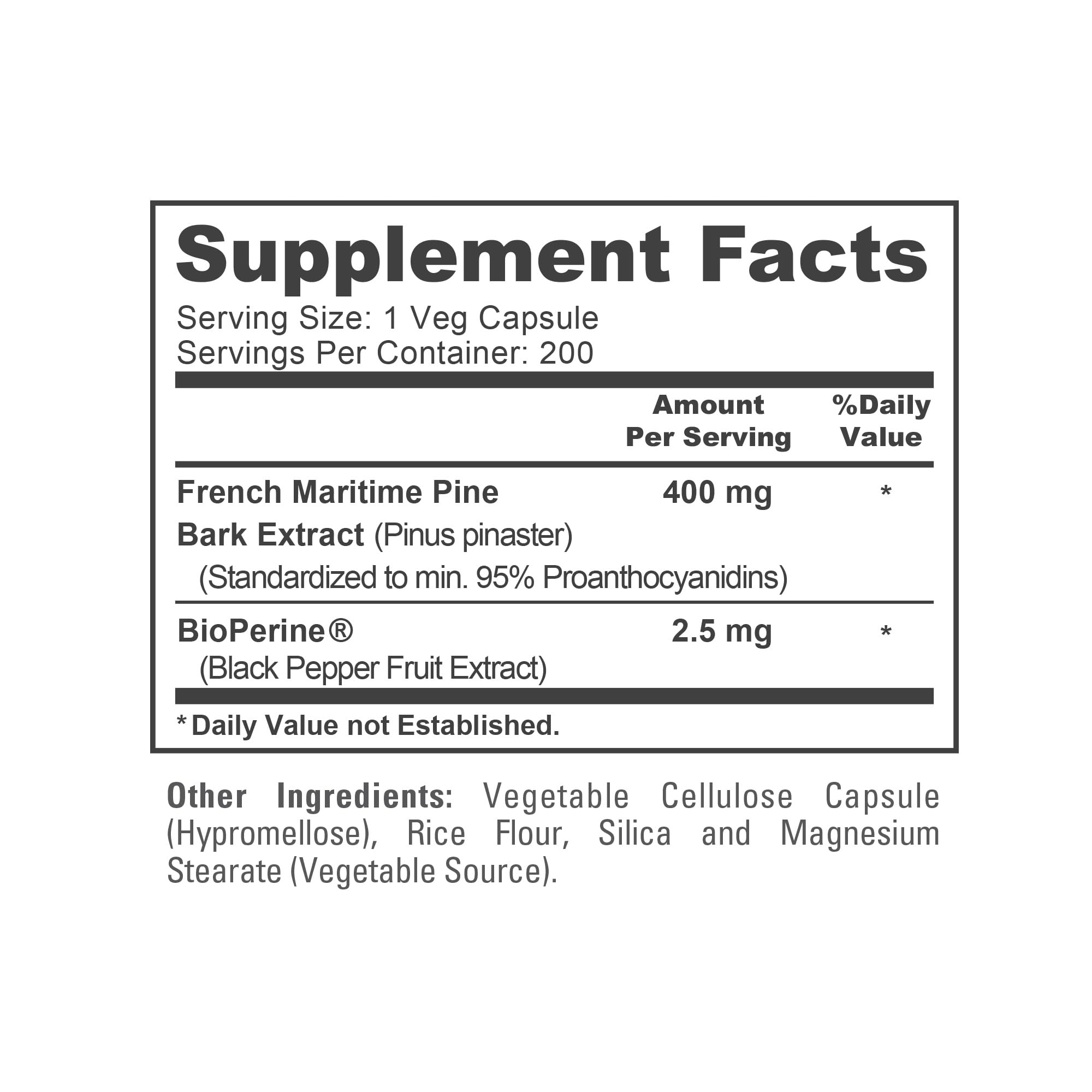 NusaPure French Maritime Pine Bark Extract 400mg per Veggie Caps 200-Day Supply Bioperine Non-GMO Vegan NusaPure Au supplements