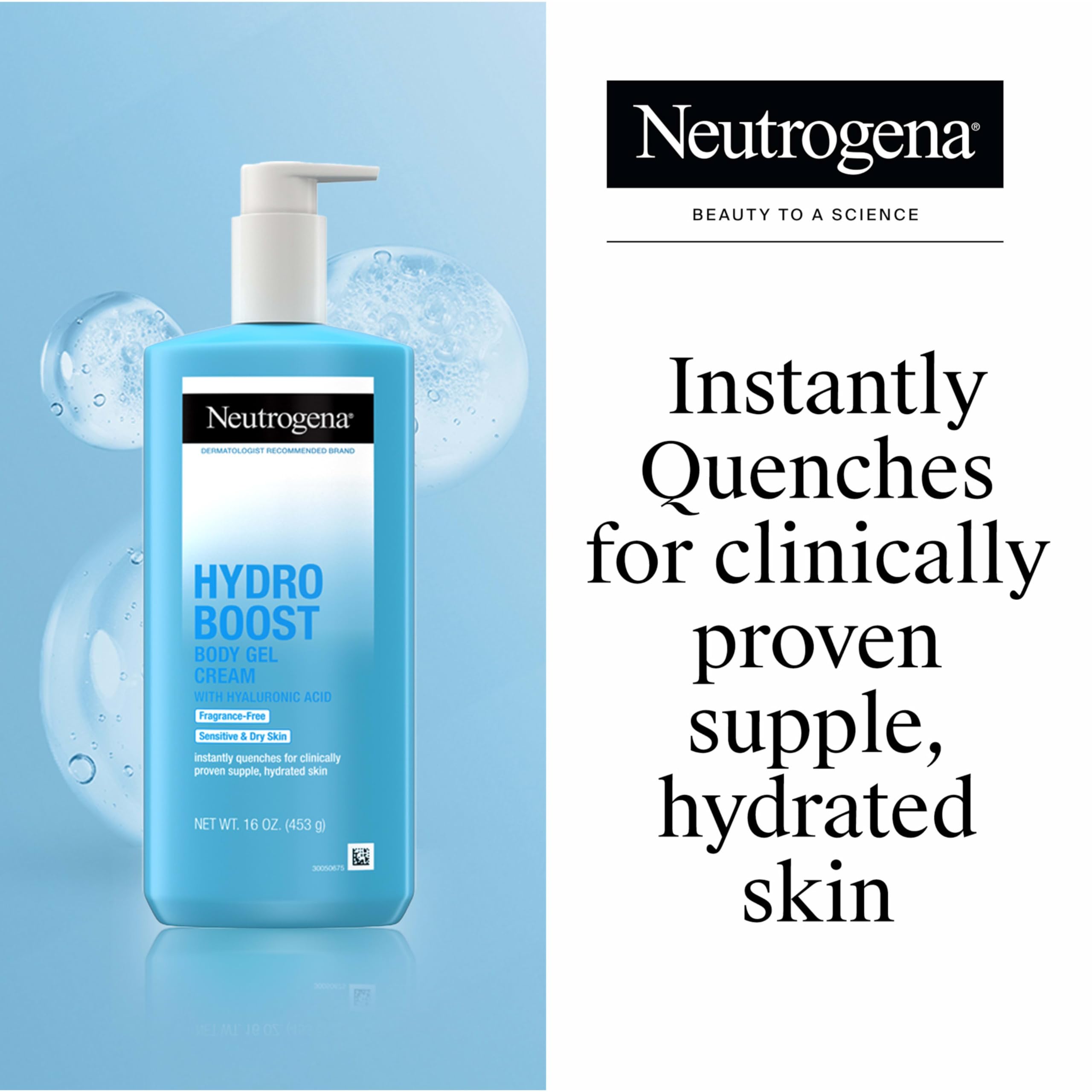 Neutrogena Hydro Boost Body Moisturizing Gel Cream with Hyaluronic Acid, Non-Greasy & Fast Absorbing