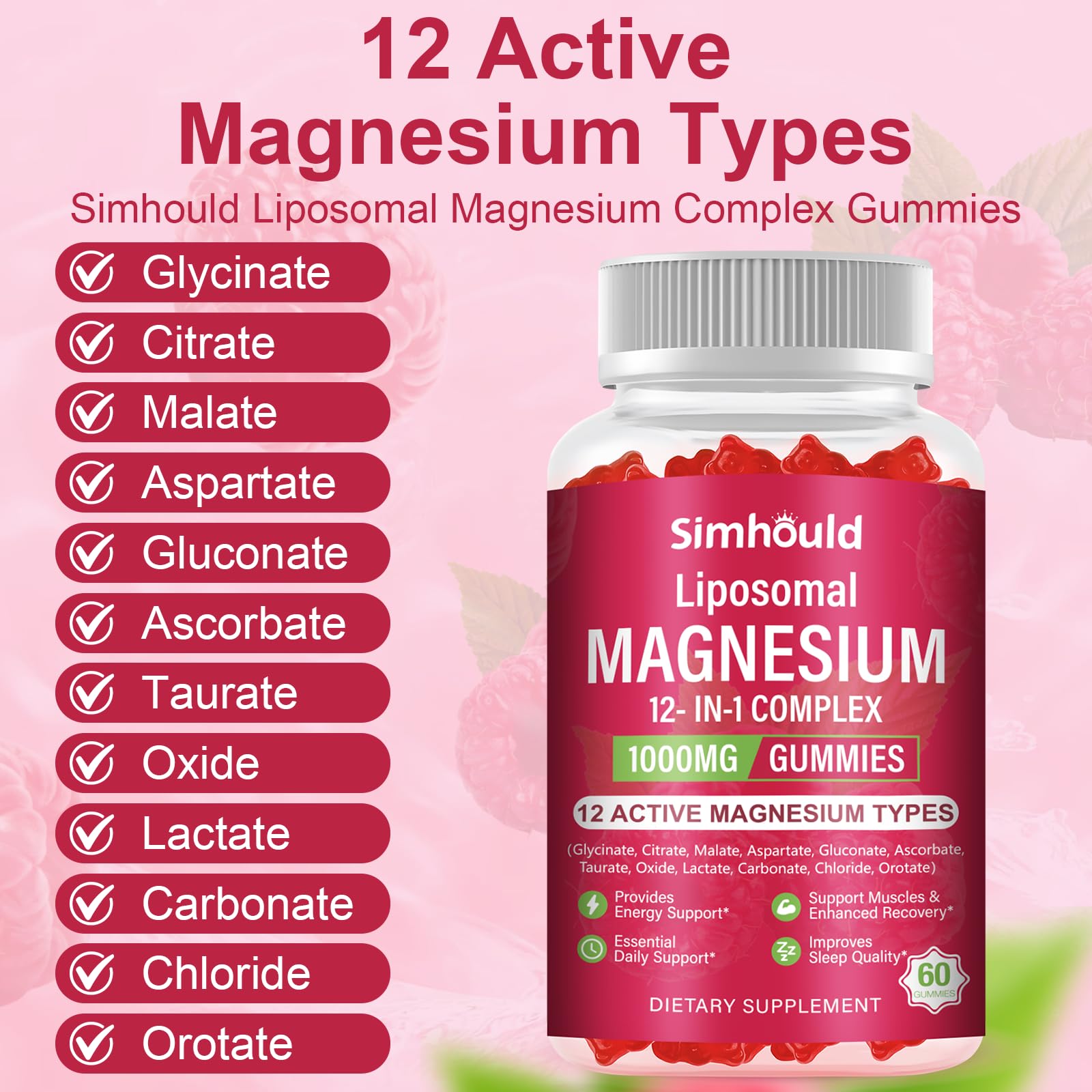 2 Packs Liposomal Magnesium Complex Gummies-as 12 Forms of Magnesium Citrate,Glycinate,Malate,Oxide,and More with Vitamin D3, B6,C, Ashwagandha & CoQ10 for Women and Men
