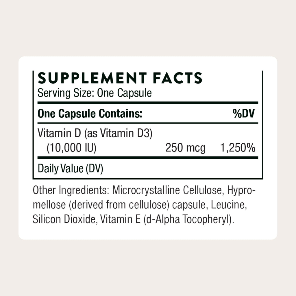 THORNE - Vitamin D3 Supplement - Supports Healthy Bones, Teeth, Muscles, Cardiovascular & Immune Function* - Gluten, Dairy & Soy-Free - 10,000 IU - 60 Servings THORNE Au supplements