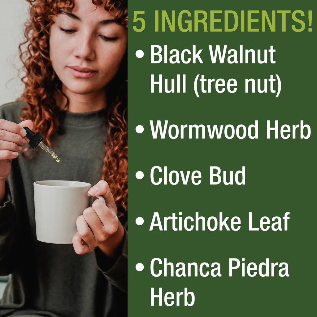 Wormwood Black Walnut Clove Cleanse for Humans. Elimination Detox + Intestinal Support Liquid Tincture Supplement for Adults and Kids. with Artichoke and Chanca Piedra for Additional Benefits Peak Performance Au supplements