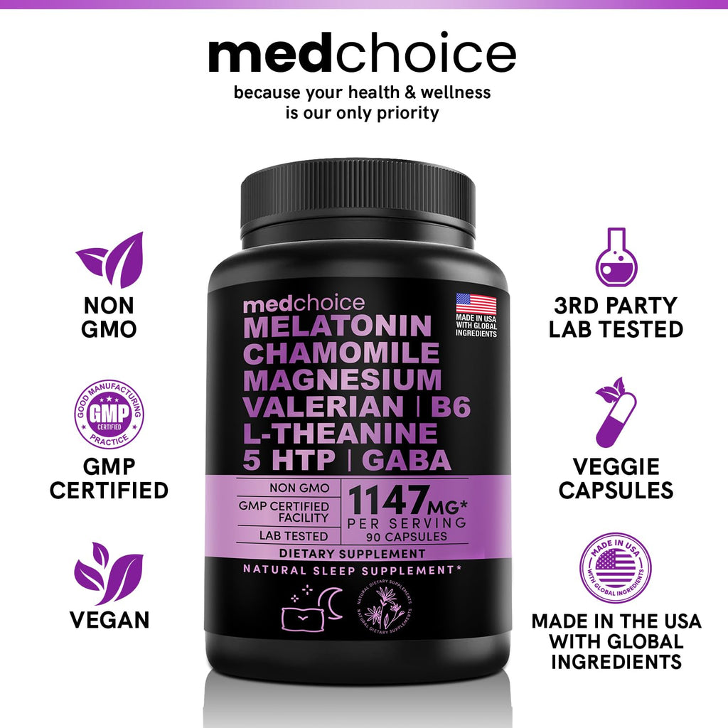 10-in-1 Melatonin Capsules - Melatonin 5mg Natural Sleep Aid for Adults MEDCHOICE Au supplements