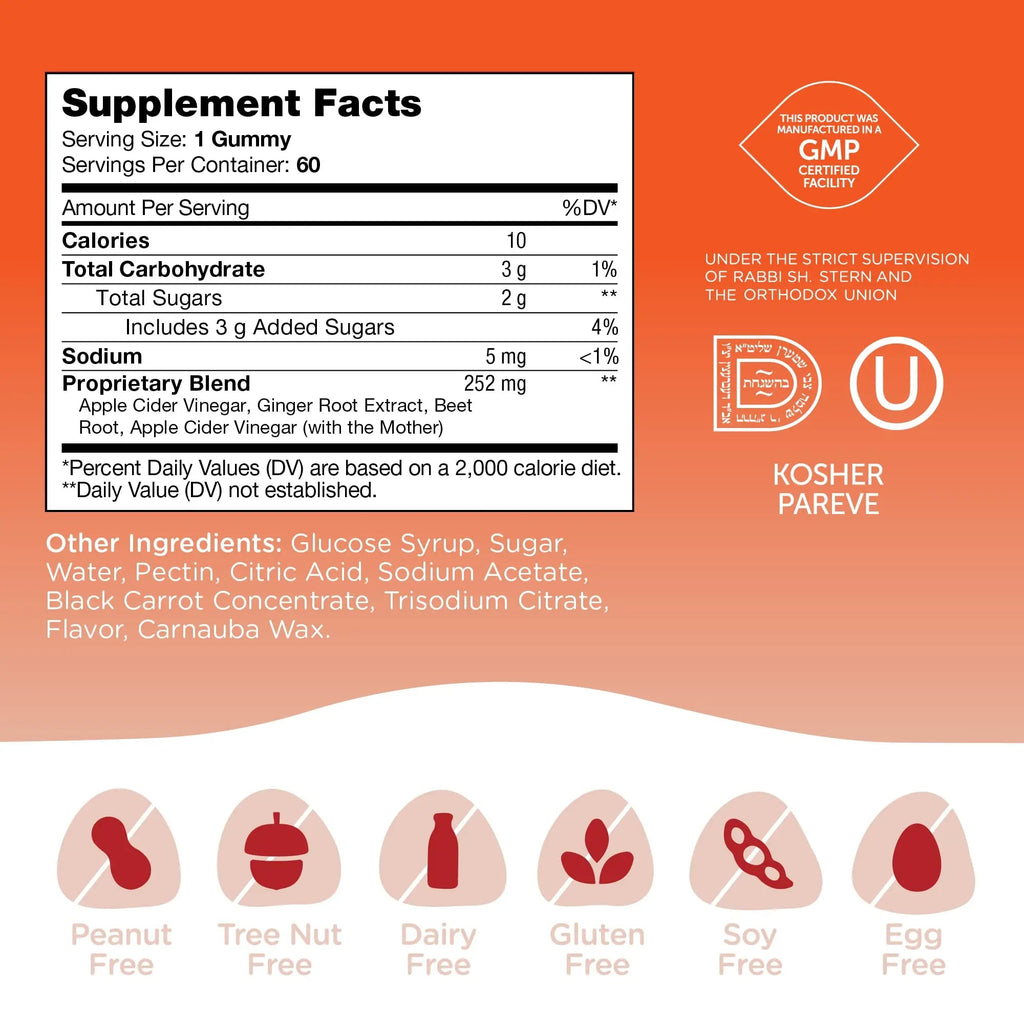Zahler - Apple Cider Vinegar Gummies Kosher & Delicious ACV for Women Men Raw Zahler Au supplements