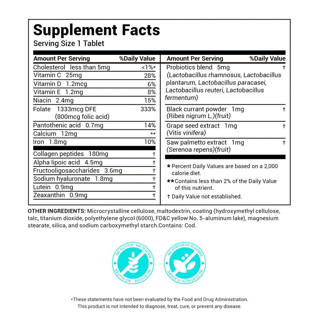 DrBioCare Collagen Peptides for Women, Beauty Vitamin & Mineral Supplement,Contains Vitamin D3, Probiotics for Women & Collagen Peptides,Vitamin B Complex,Vitamin E 180 Tablets DrBioCare Au supplements