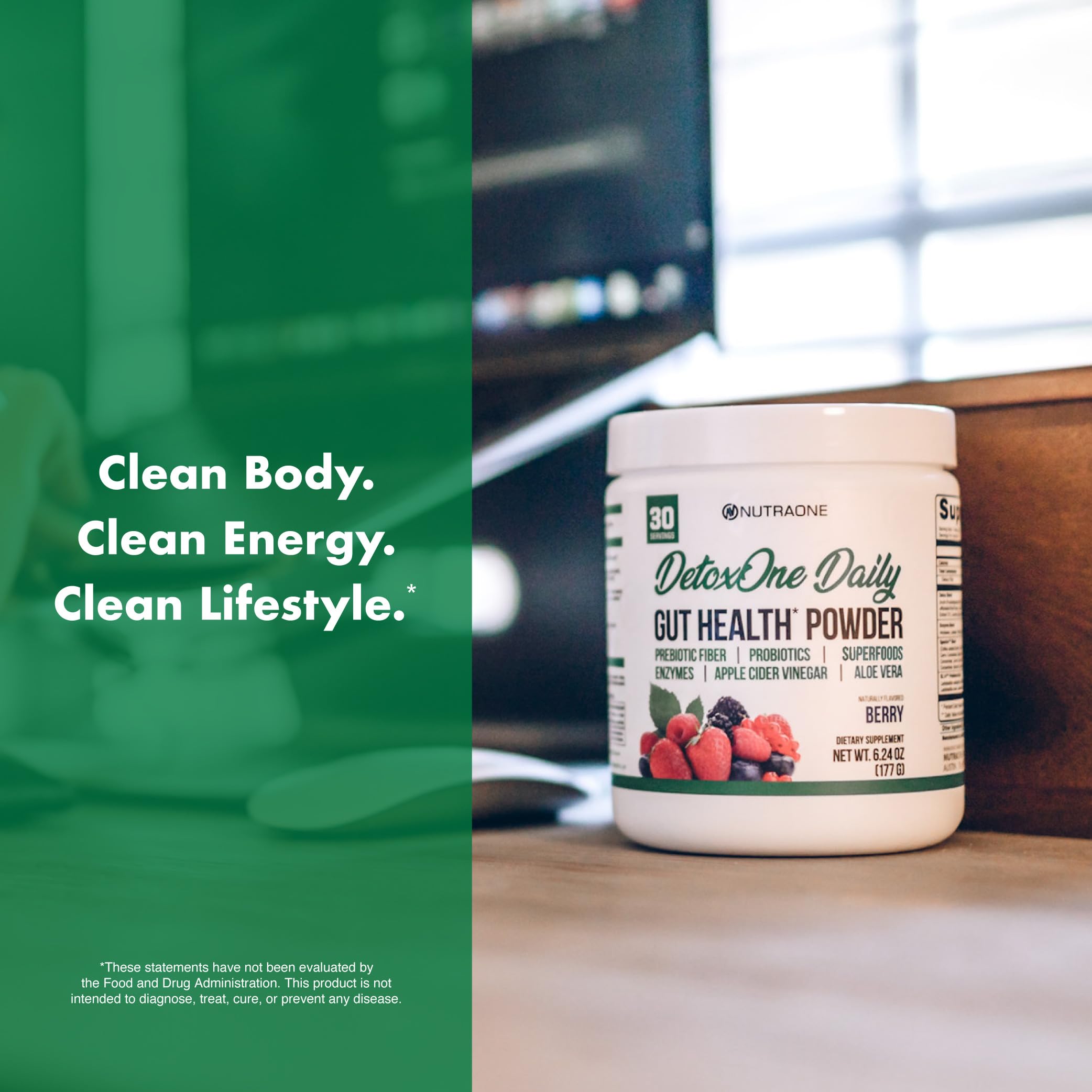 DetoxOne Daily Gut Health Powder* |  Supports Normal/Healthy Digestive Function*| Promotes Detoxification*| Boost Energy & Improves Nutrient Absorption*