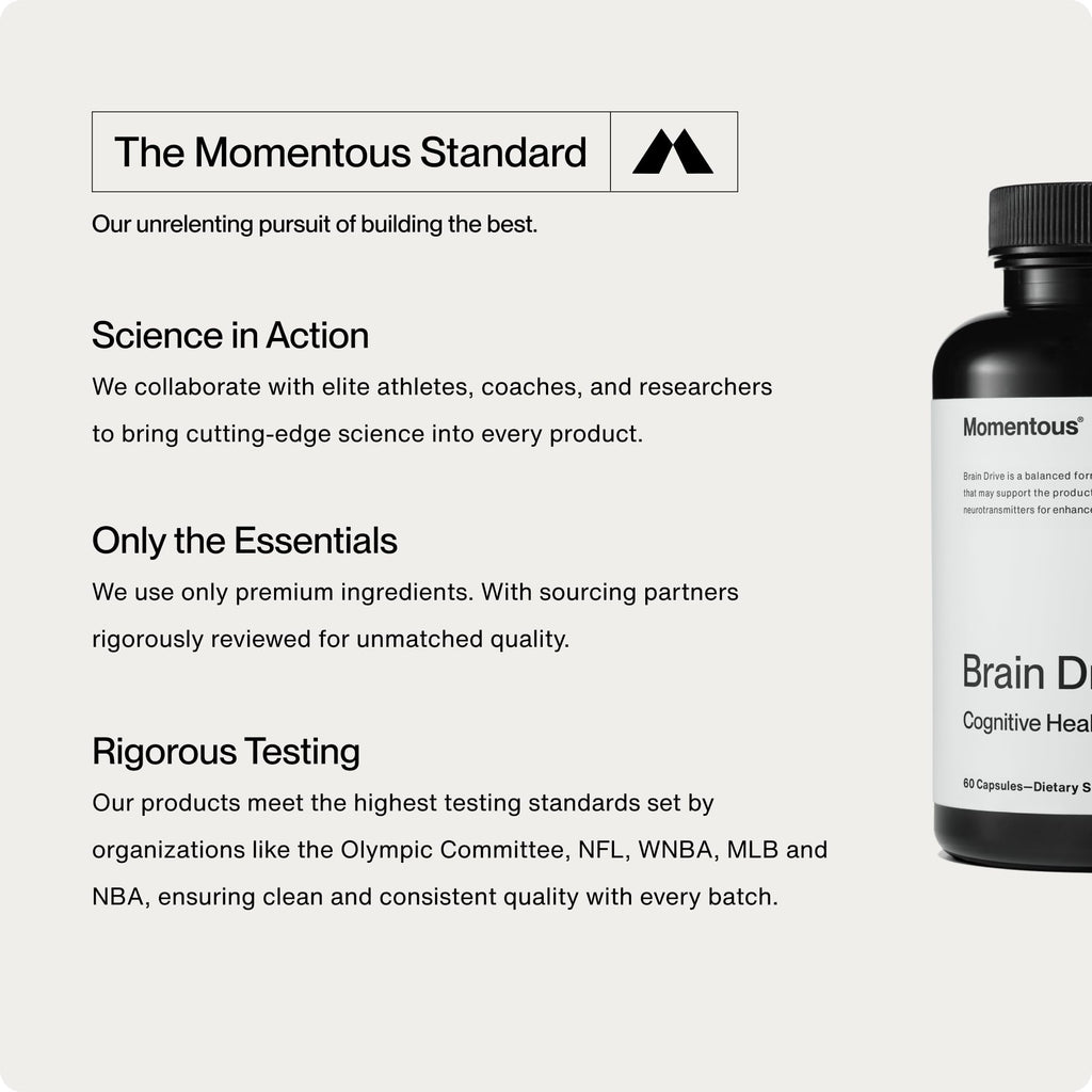 Momentous Brain Drive Nootropic Supplement - Brain Supplement for Memory & Focus Support - NSF Certified for Sport - GMO- & Gluten-Free - 30 Servings Momentous Au supplements