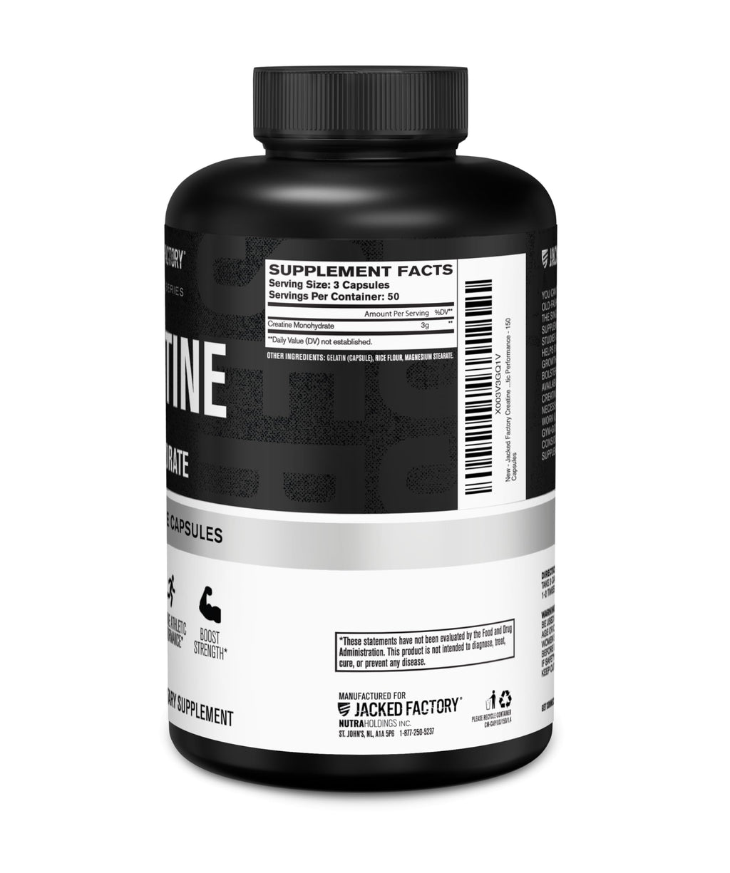 Jacked Factory Creatine Monohydrate Capsules - Creatine Pills for Muscle Growth, Increased Strength, Enhanced Energy Output and Improved Athletic Performance - 150 Capsules Jacked Factory Au supplements