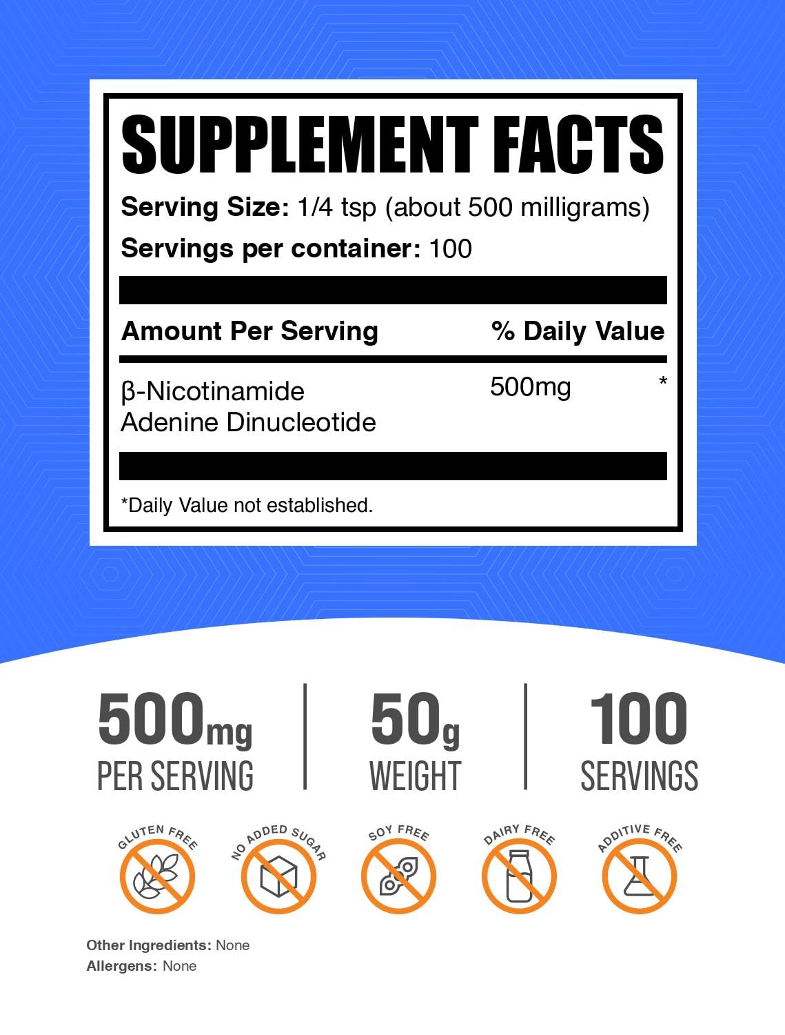 BulkSupplements.com NAD Powder - Nicotinamide Adenine Dinucleotide, NAD Supplement 500mg - for Energy Support, Pure & Gluten Free, 500mg per Serving, 50g (1.8 oz) (Pack of 1) BulkSupplements Au supplements