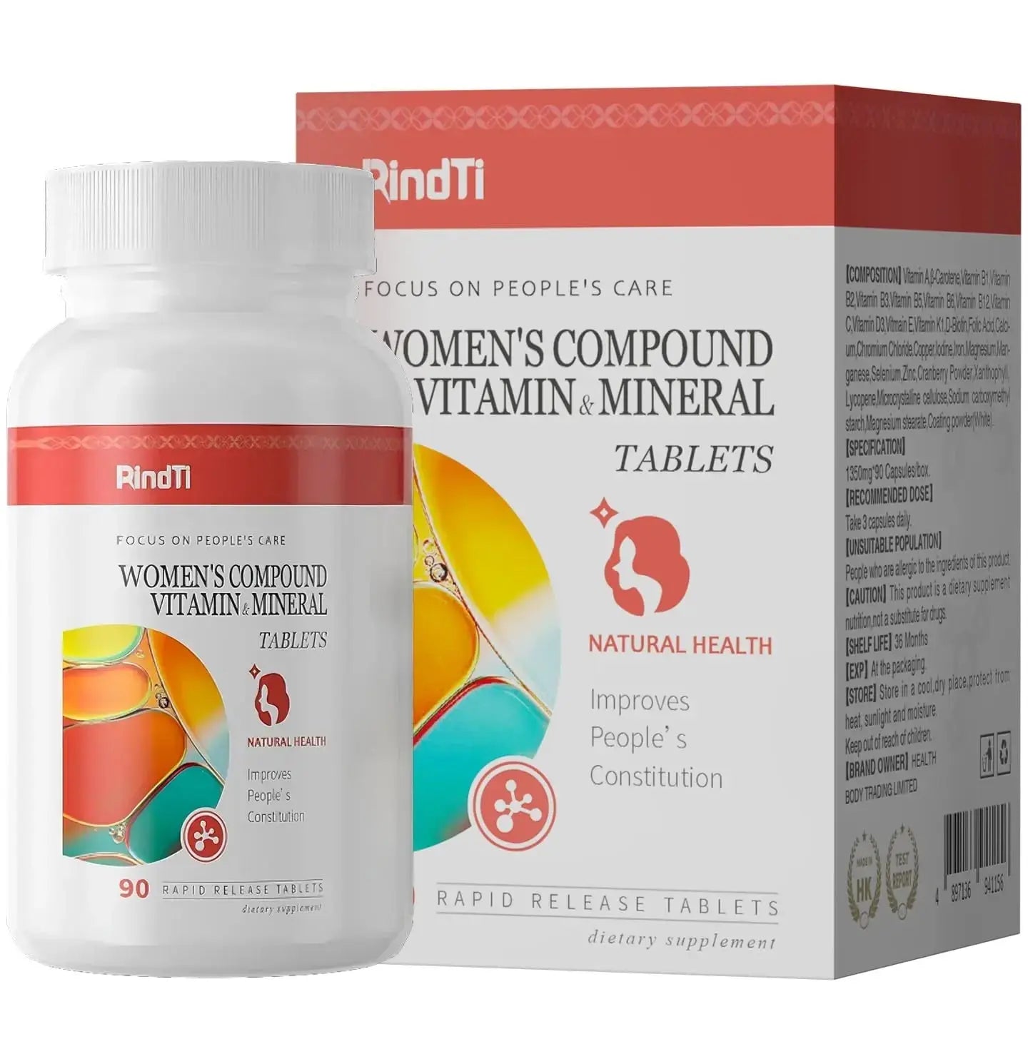 RindTi Multivitamin for Women 50+, Daily Women 50+ Multi-Vitamin with Vitamins A, B,C, E for Energy, & Bone & Immune & Skin& Hair Support, 90 ct RindTi Au supplements