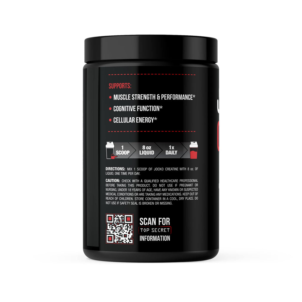 Jocko Fuel Creatine Monohydrate Powder - Creatine for Men & Women, Supplement for Athletic Performance & Muscle Health, 90 Servings 16 oz (Unflavored) (16 OZ JAR)