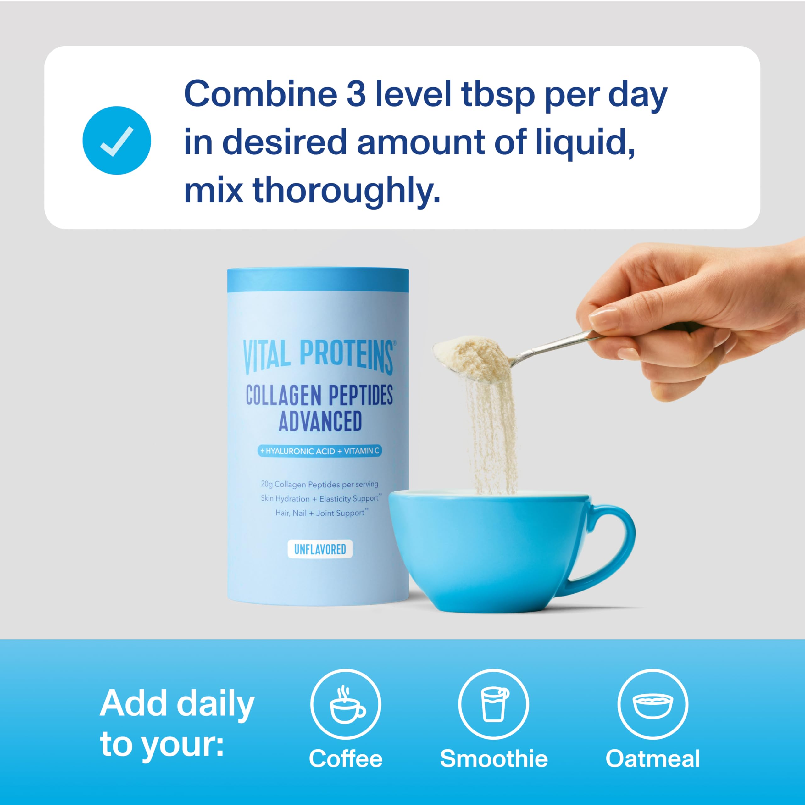 Vital Proteins Collagen Peptides Powder Advanced with Hyaluronic Acid & Vitamin C, Collagen Supplements, Unflavored, 12 Servings Vital Proteins Au supplements