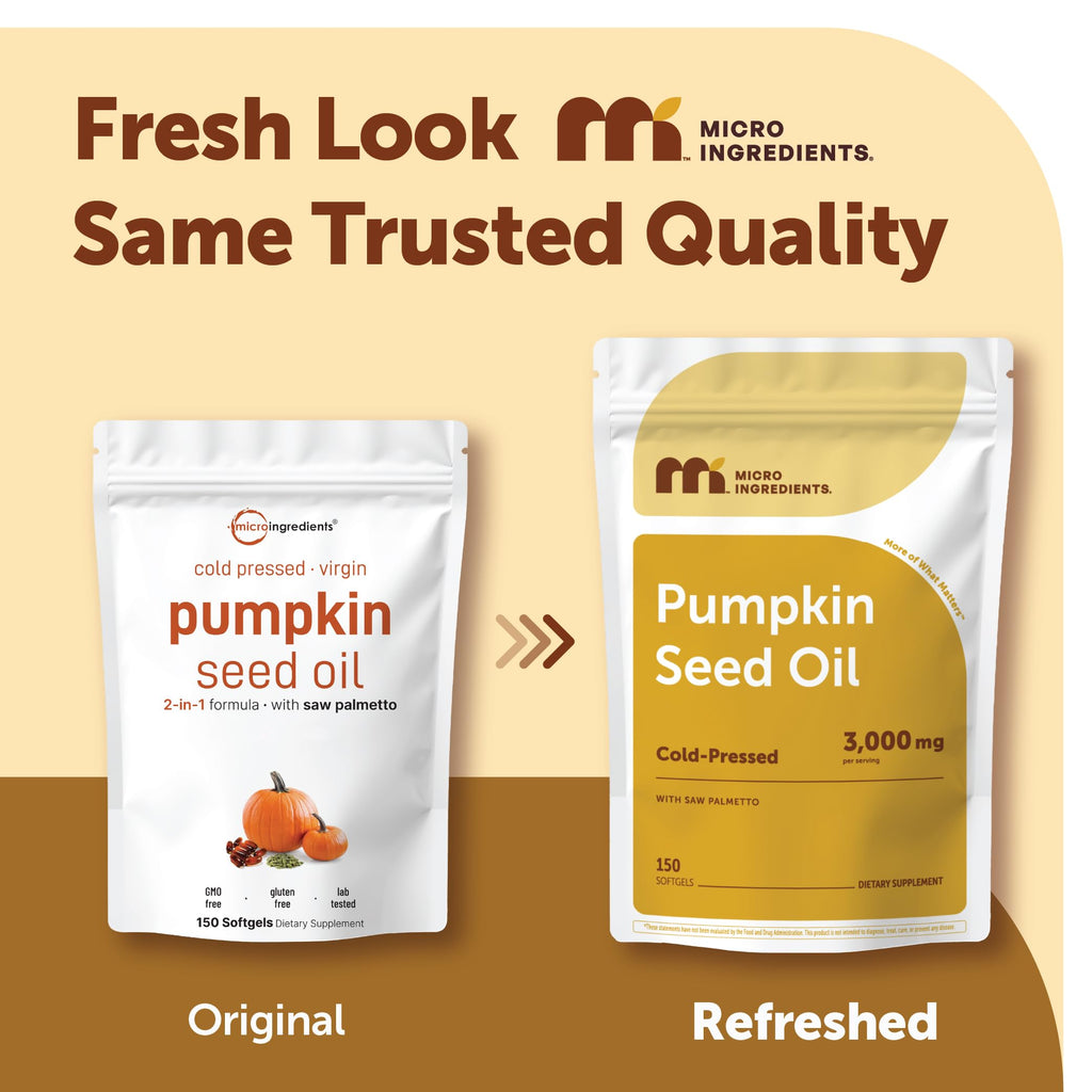Micro Ingredients Pumpkin Seed Oil with Saw Palmetto, 150 Softgels | Cold Pressed, Pure Virgin Oil, Essential Fatty Acids, & Phytosterols