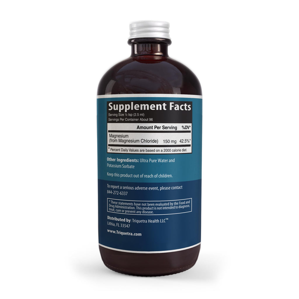 Liquid Magnesium | 8 oz - Ionic Magnesium Chloride, Highest & Fastest Absorption - Calm Mood, Sleep, Muscle Cramps & Spasms, Natural Laxative – Vegan, Glass Bottle (96 Servings) Triquetra Health Au supplements