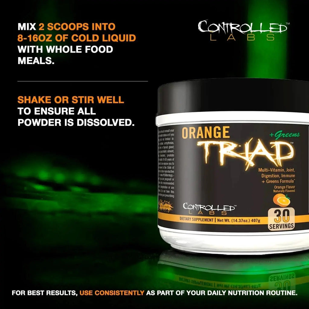 CONTROLLED LABS Orange Triad Plus Greens for Men and Women, 30 Servings Iron Free Sports Supplement for Overall Health CONTROLLED LABS Au supplements