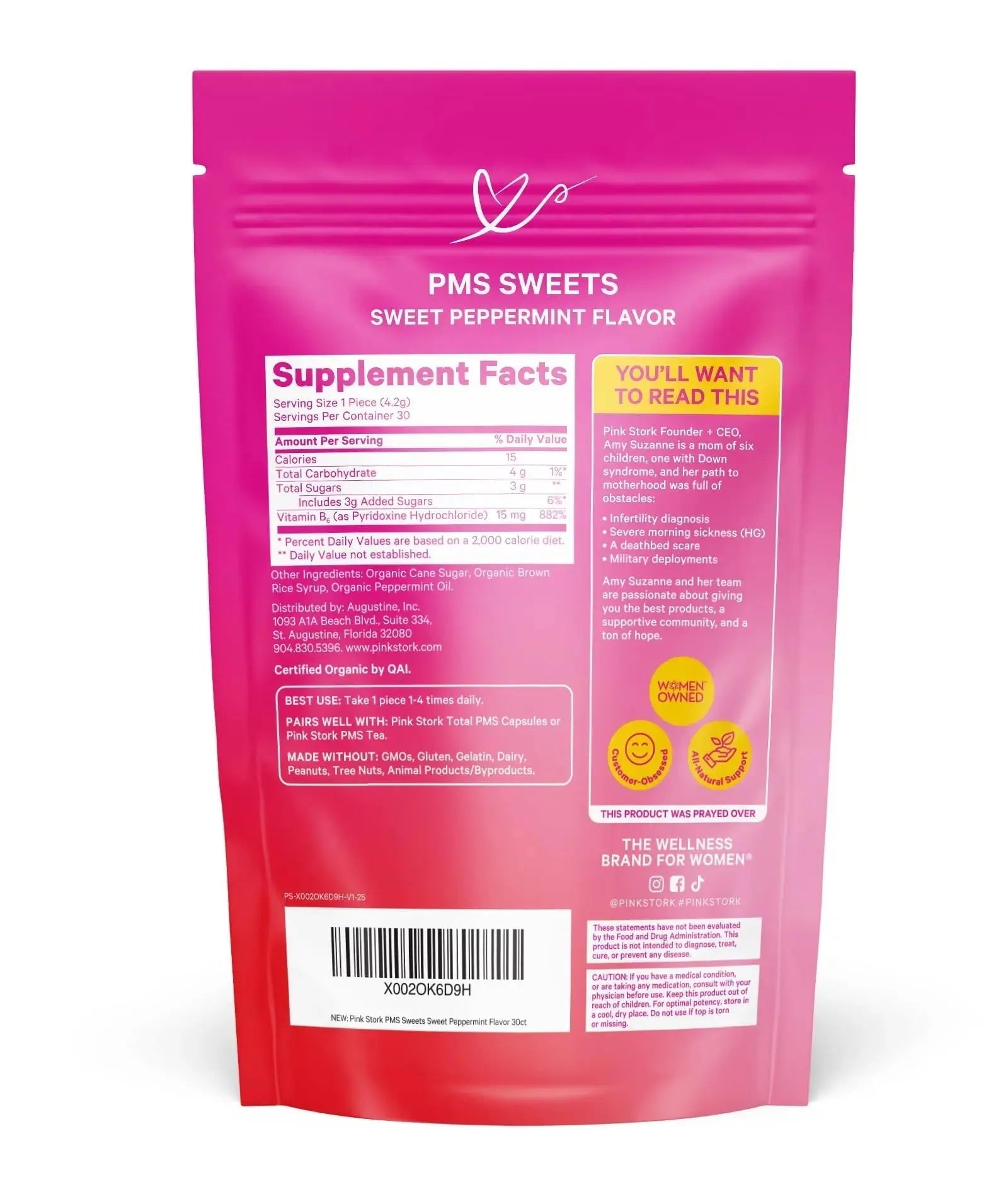 Pink Stork Organic PMS Support Sweets for Teens and Women - Simple & Natural Ingredients Vitamin B6 and Peppermint Pink Stork Au supplements