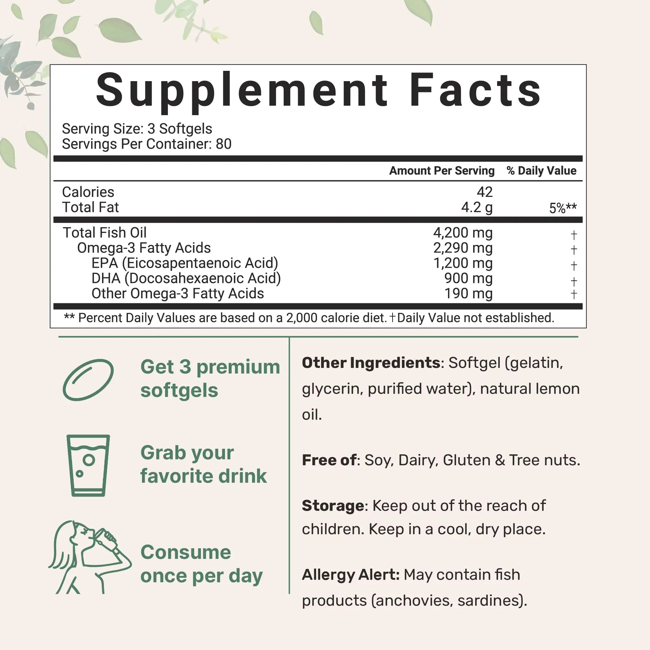 Triple Strength Omega 3 Fish Oil Supplements 4200mg Per Serving, 240 Softgels Micro Ingredients Au supplements