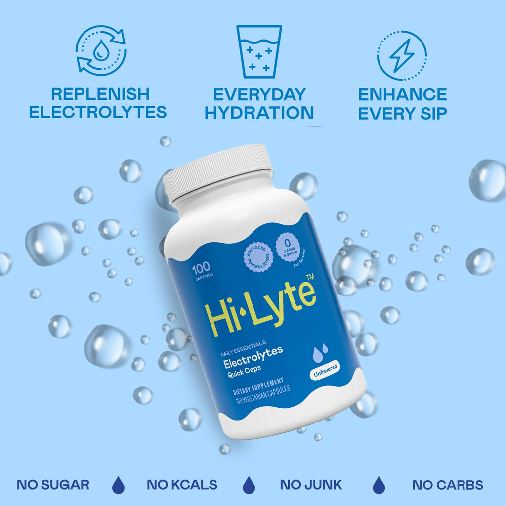 Hi-Lyte Unflavored Electrolyte Capsules - Hydration Support Supplement Tablets - Sodium, Potassium, Magnesium - 100 Servings