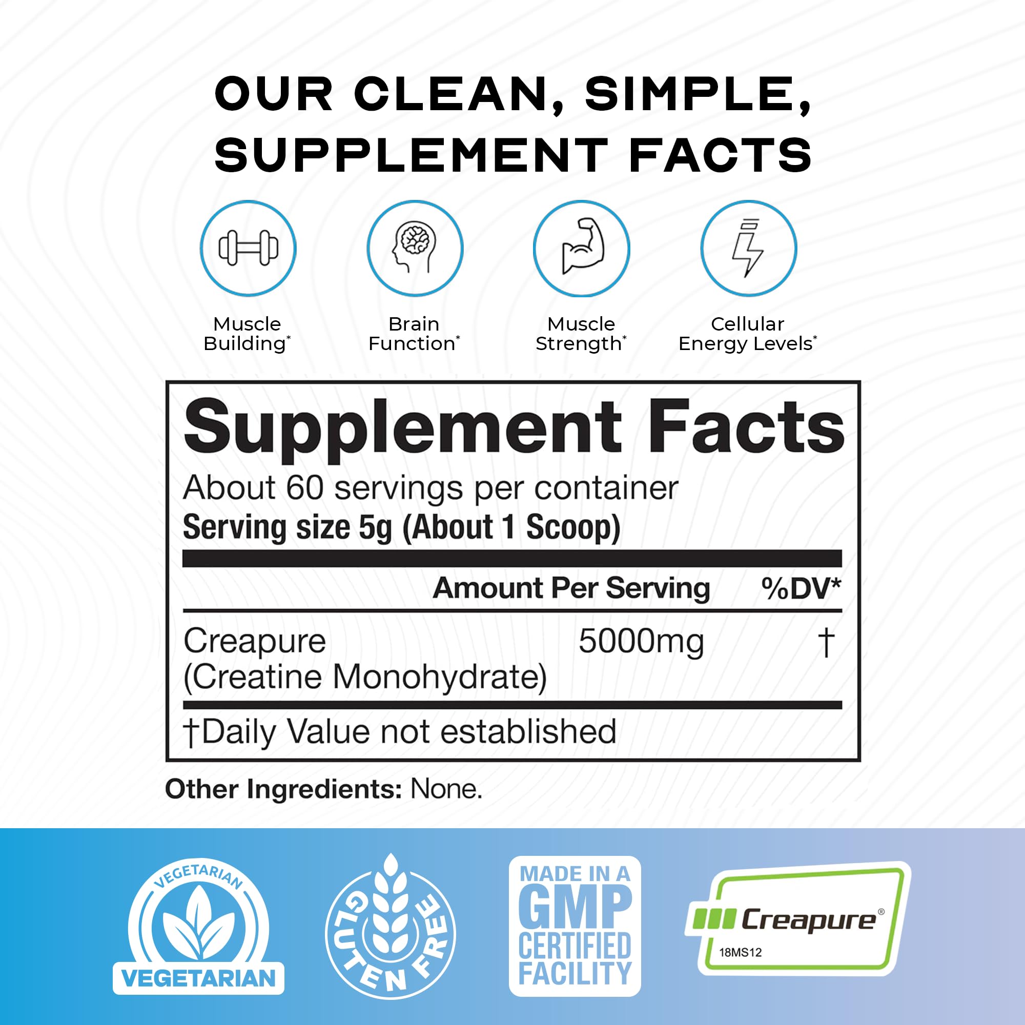 Muscle Feast Creapure Creatine Monohydrate Powder, Vegan Keto Friendly Gluten-Free, Mass Gainer, Muscle Recovery Supplement and Trusted Creatine for Muscle Growth