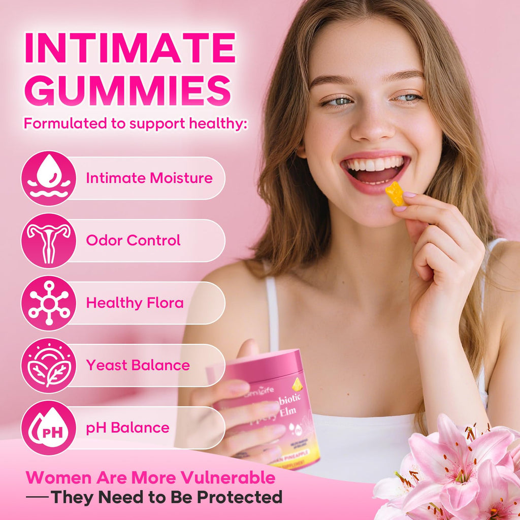 GrnLife Women's Probiotic Slippery Elm Gummies, Her Juicy Feminine Probiotics Gummies for pH Balance & Immune Supports, Pineapple Flavor, 60 Count GrnLife Au supplements