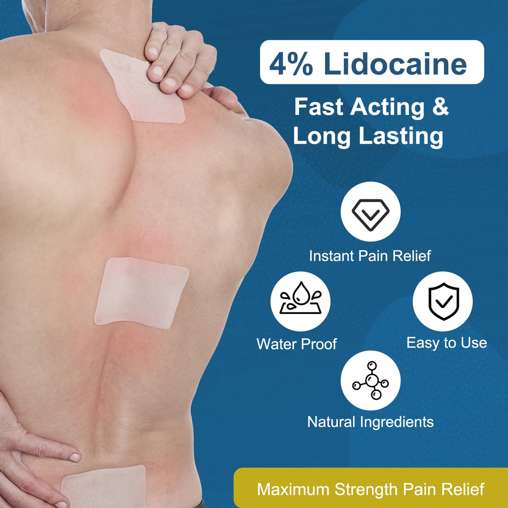 Teemofe 4% Lidocaine Pain Relief Patches – Maximum OTC Strength, Fast-Acting Targeted Relief, 30 Count, for Everyday Muscle & Joint Discomfort - 260130-2 Teemofe Au supplements