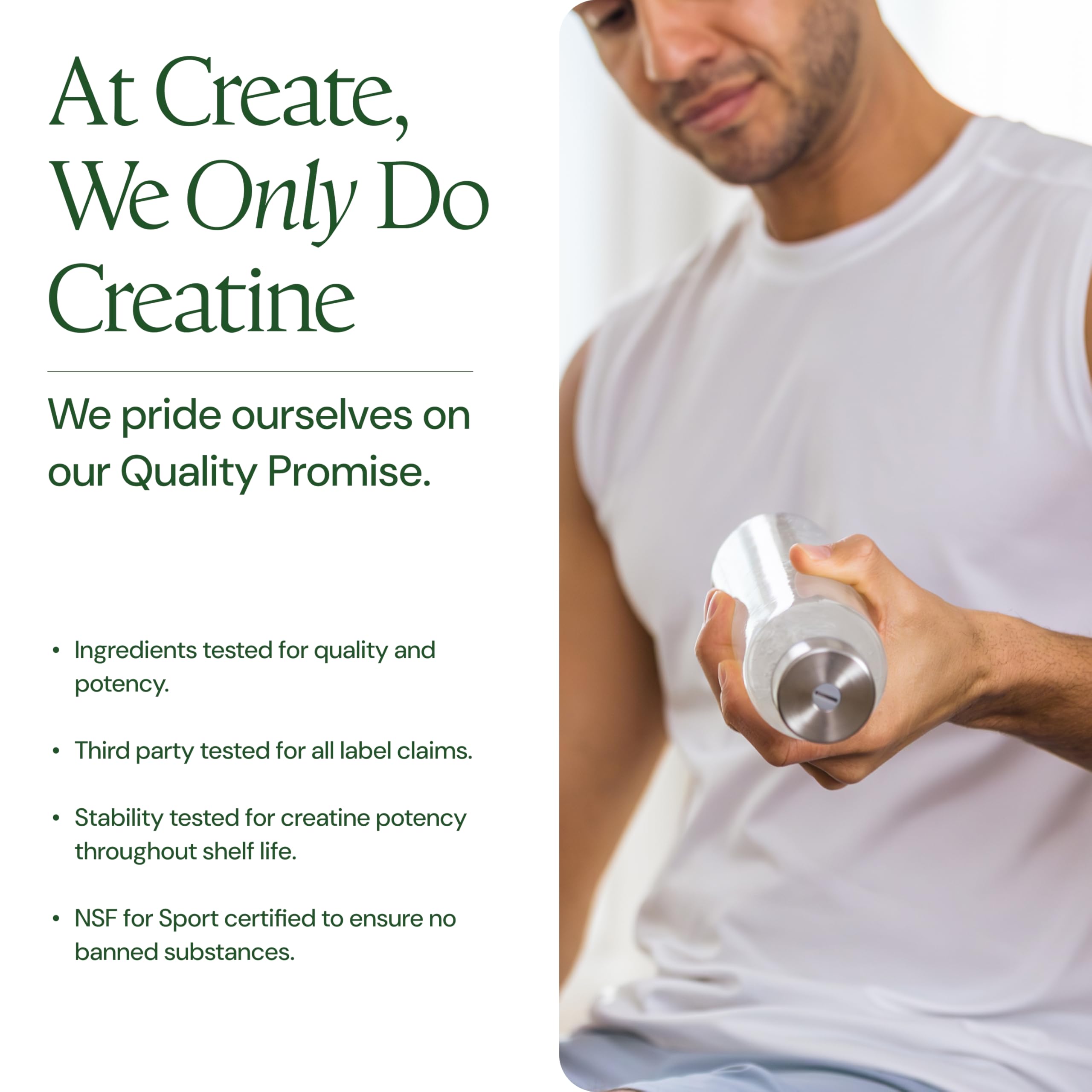 Create Creatine Monohydrate Powder - Creatine Travel Packets, Made with Creapure, 3rd Party Tested & NSF Certified for Sport, 30 Stick Packs, Unflavored