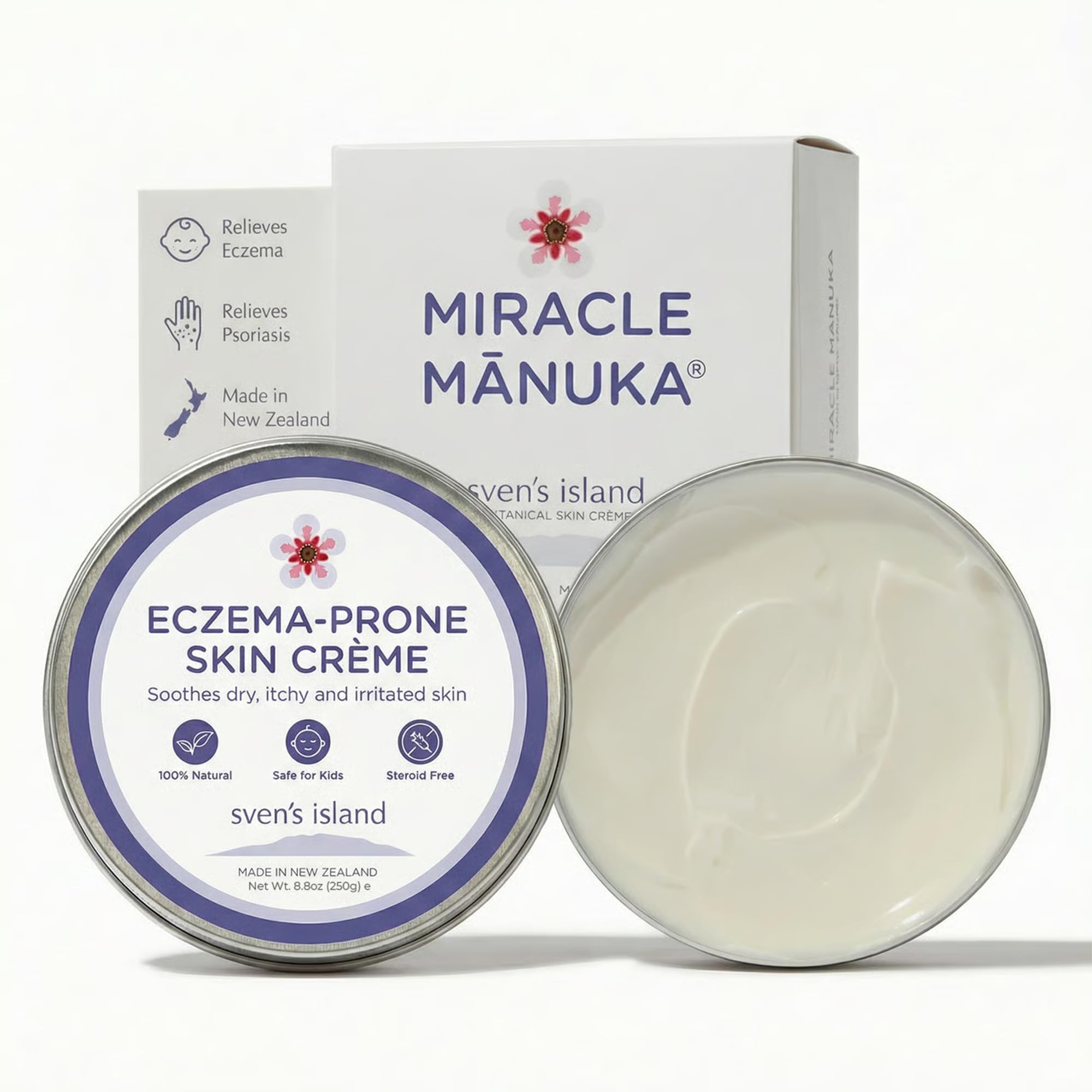 Sven's Island Miracle Manuka Cream 250g | Lightweight Daily Moisturiser with Manuka Leaf Oil | Hydrating Cream for Dry & Sensitive Skin | Face & Body Moisturizer | Made in New Zealand Sven's Island Natural Remedies Au supplements