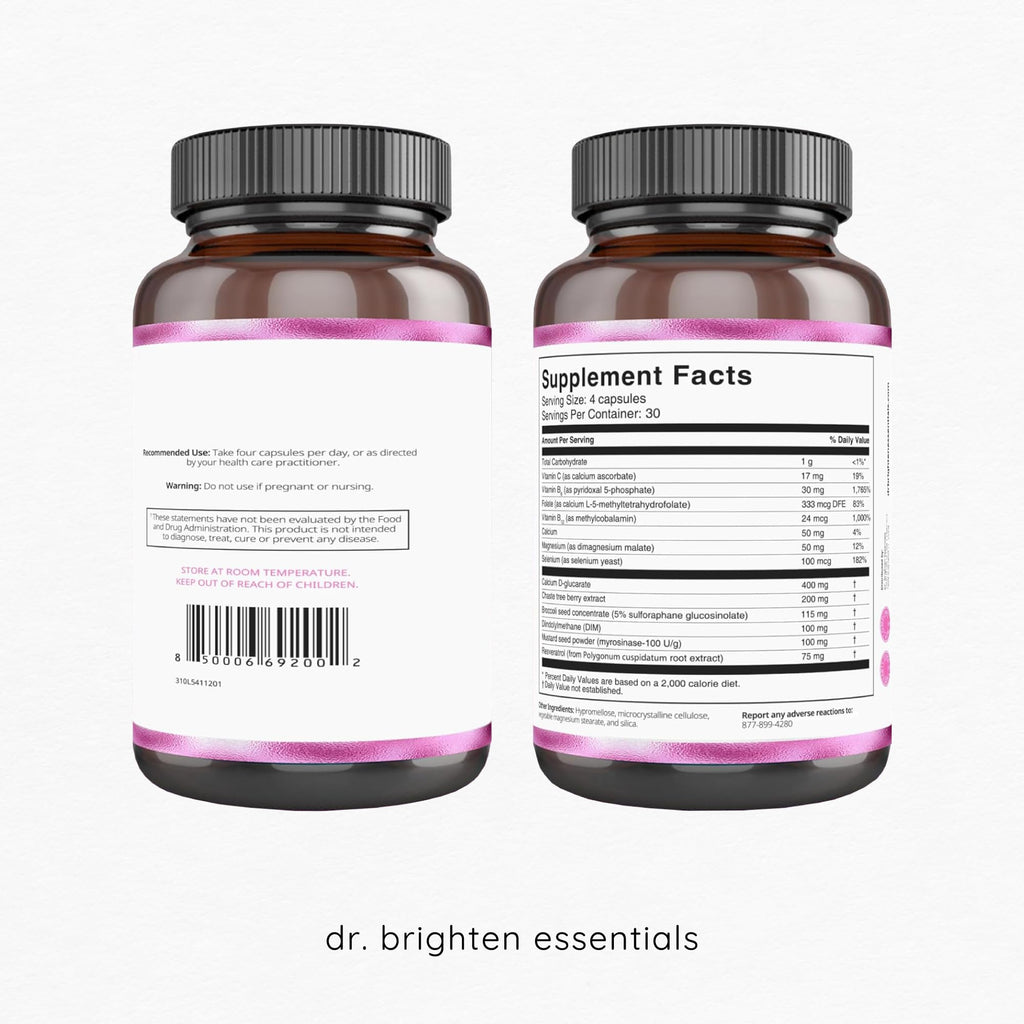 Dr. Brighten Balance - Hormone Balance for Women with Chasteberry and DIM - Targets Hormonal Acne, Period Issues, & PMS - Vegan, Non-GMO Dr. Brighten Au supplements