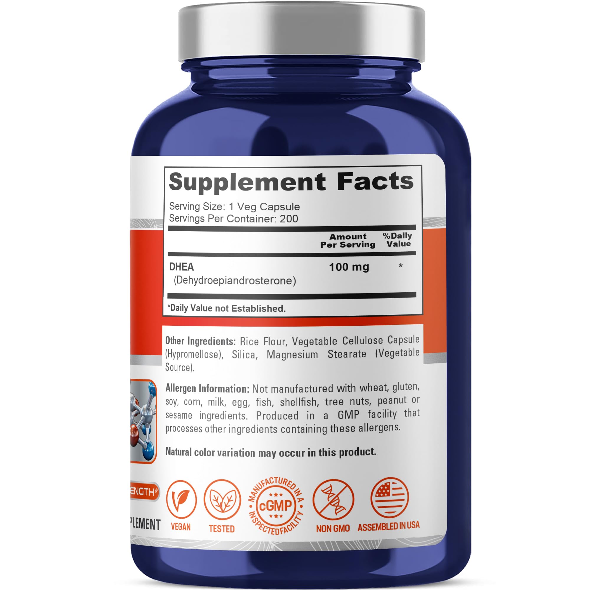 NusaPure DHEA 100mg 200 Veggie Capsules (Vegetarian, Non-GMO) NusaPure Au supplements