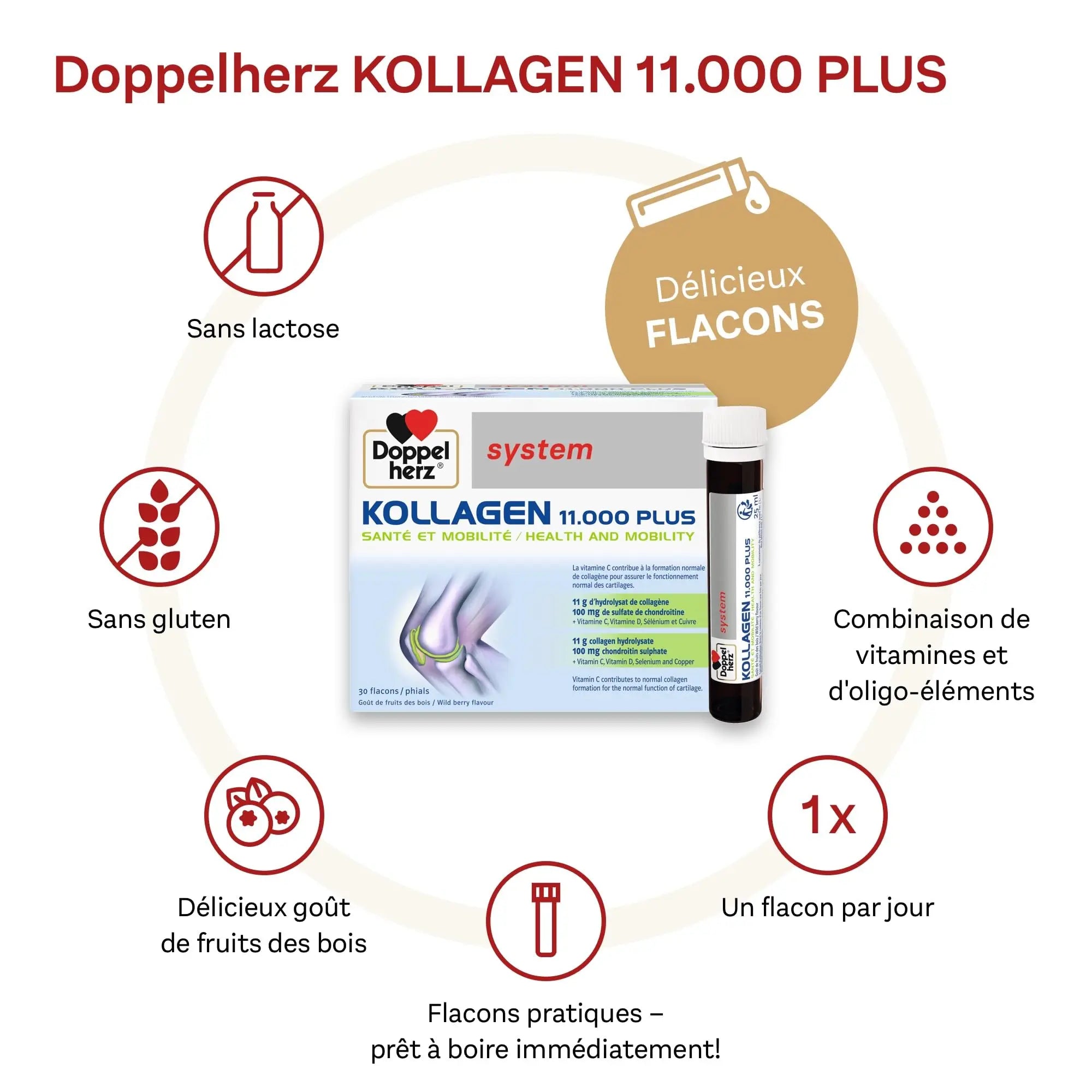 Doppelherz - Kollagen 11000 Plus - Collagen hydrolysate, chondroitin Sulphate, Vitamins C and D and Trace Elements Doppelherz Au supplements
