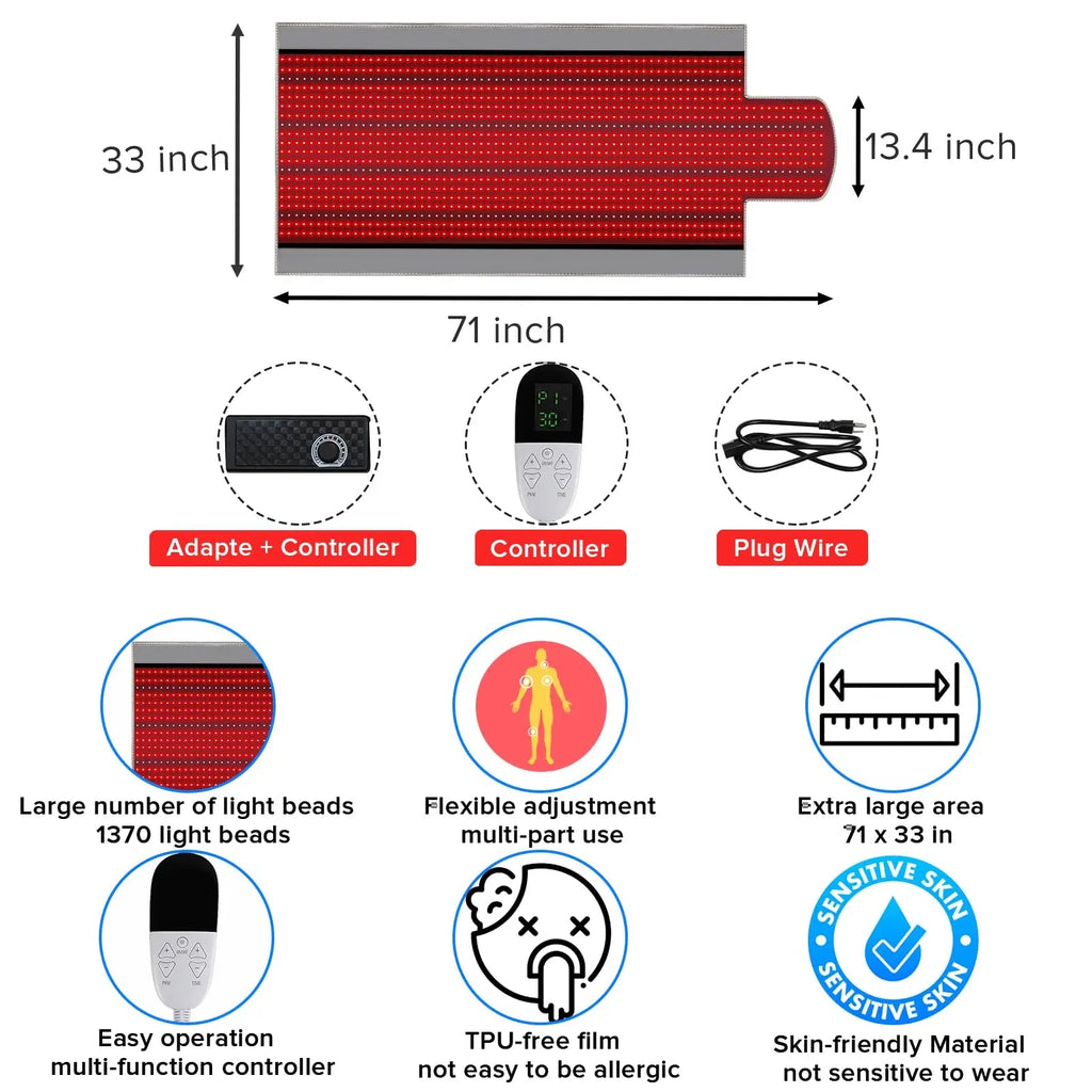 Near Infrared Light Therapy Blanket for Full Body, 1370pcs 660nm & 850nm LED Light Therapy Device Rutollmit Au supplements