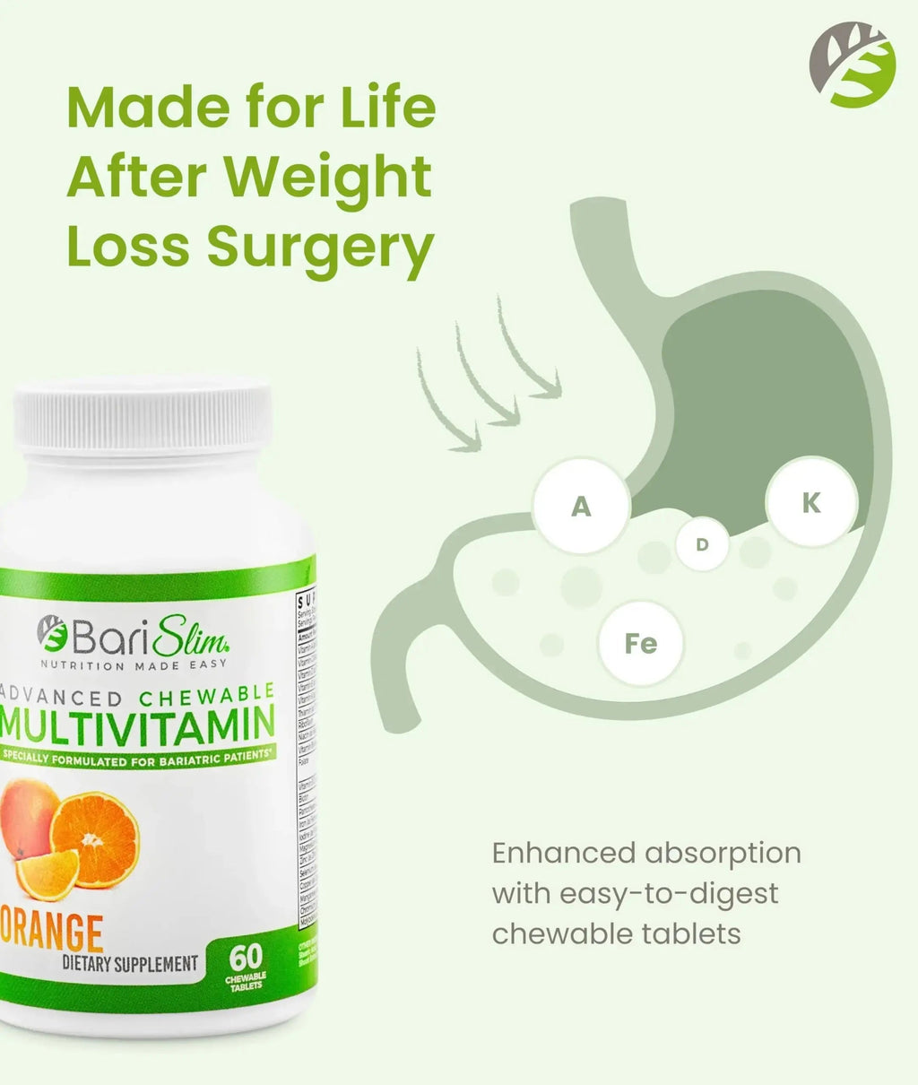 BariSlim Advanced Chewable Bariatric Multivitamin Tablets - Bariatric Vitamin and Supplement for Post Bariatric Surgery Including Gastric BariSlim Au supplements