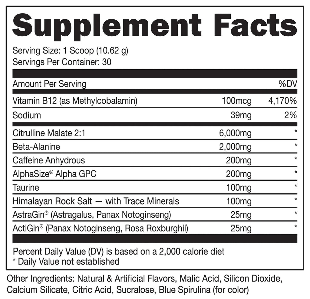 Bucked Up Pre Workout 6 Grams Citrulline, 2 Grams Beta Alanine, and 3 Other Registered Bucked Up Au supplements