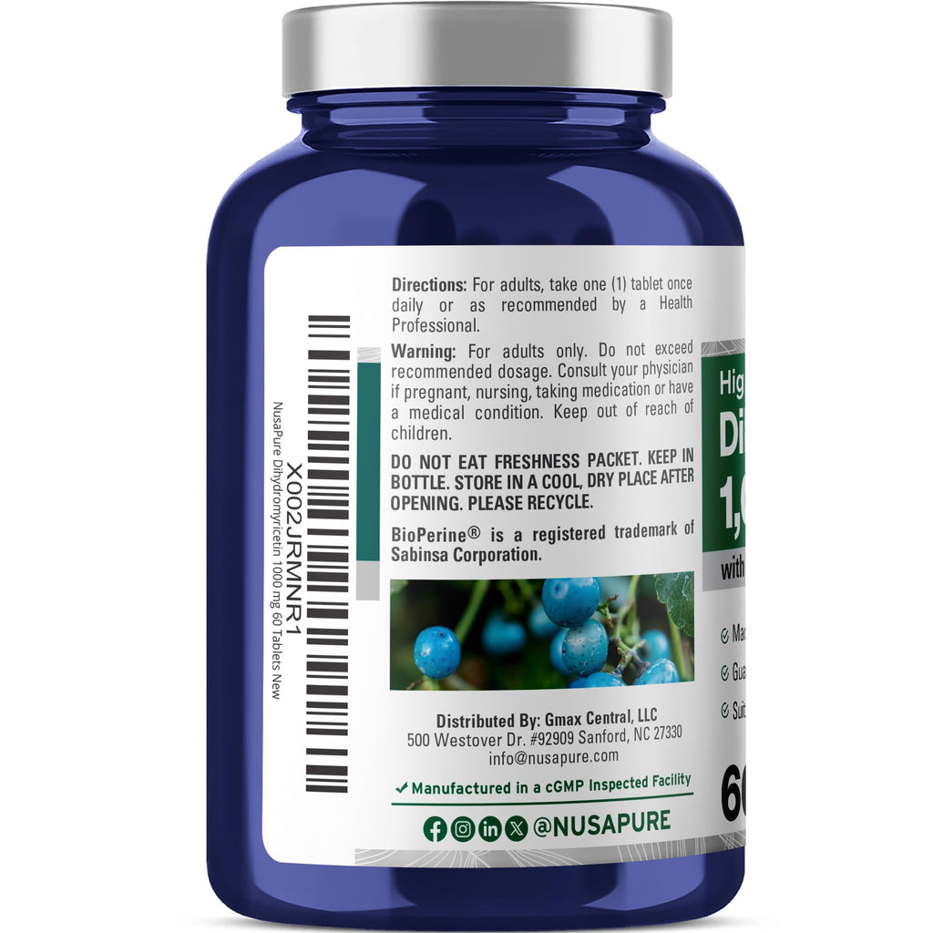 NusaPure Dihydromyricetin (DHM) 1,000mg 60 Veggie Tablets (No GMO & 100% Vegetarian) NusaPure Au supplements