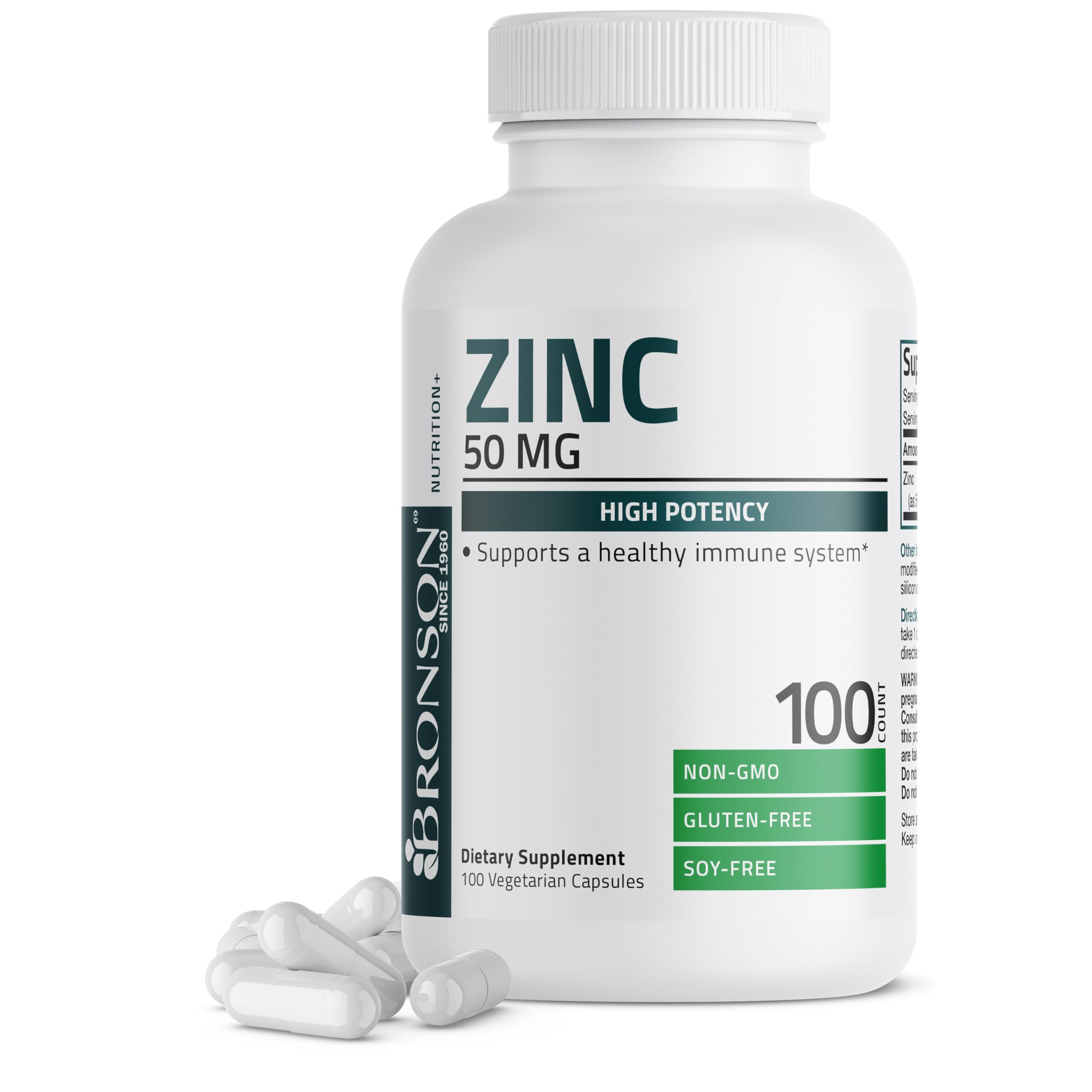 Bronson Zinc 50mg Complex High Potency Immune Support Supplement & Antioxidant and Skin Health