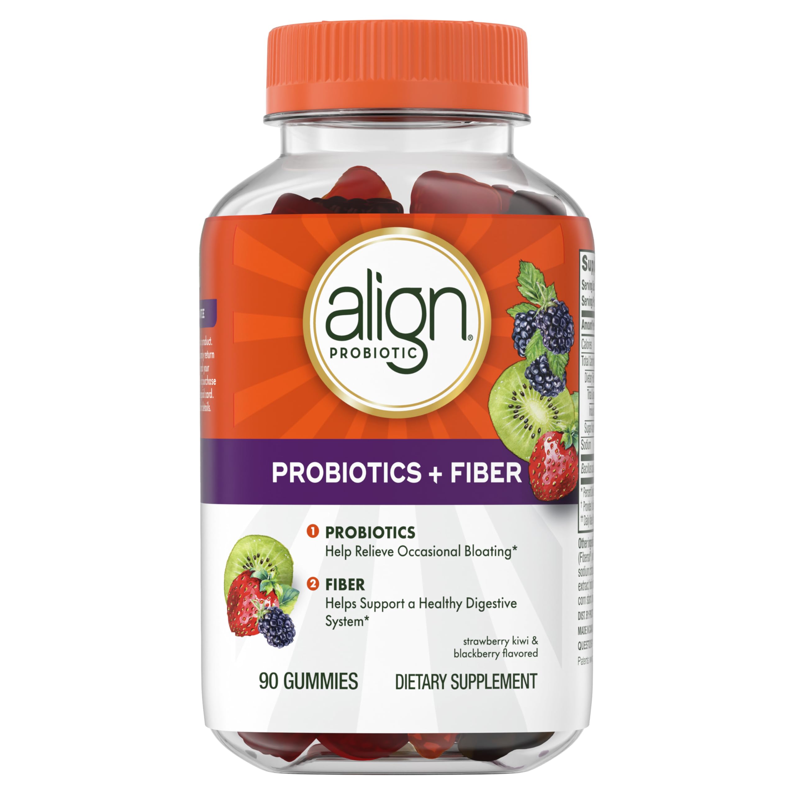 Align Probiotic, Probiotics + Fiber Gummies, Probiotics Help Relieve Occasional Bloating*, Fiber Helps Support a Healthy Digestive System