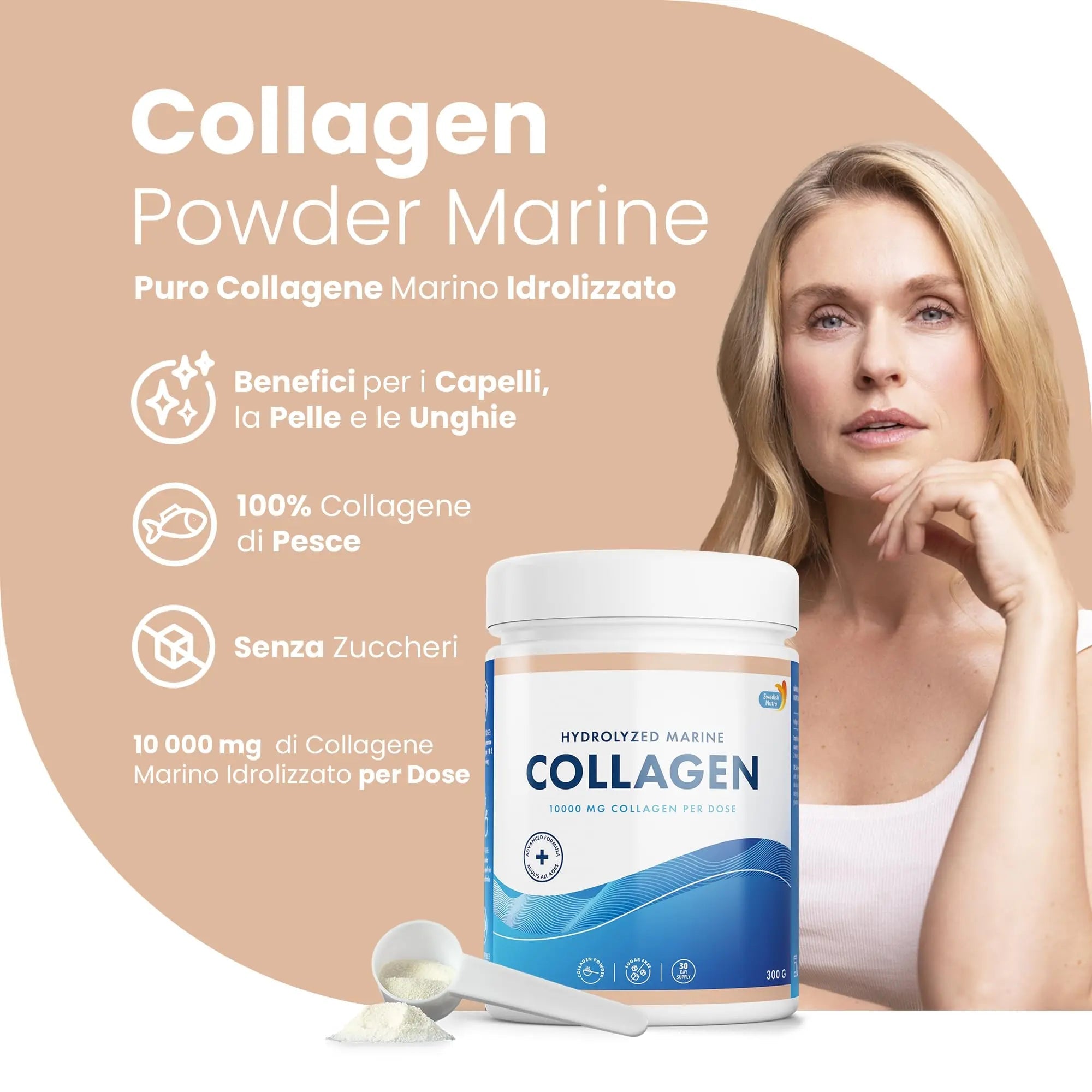 100% Marine Collagen Powder 300g I Pure Hydrolyzed Collagen Powder (Type I & III) Swedish Nutra Au supplements