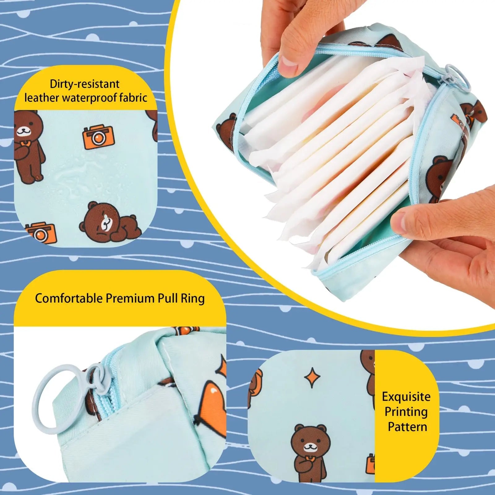 4Pcs Period Bag, Sanitary Pad Storage Bag Samll Period Pouch for Purse Cute Menstrual Period Bag Aster Au supplements