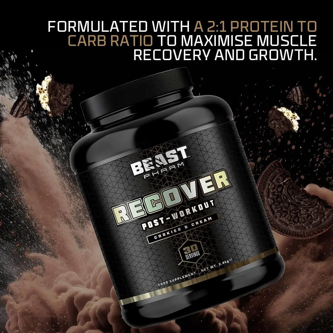 Beast Pharm | Recover Whey Protein Powder | 2.4kg/30 Servings | Cookies & Cream Beast Pharm Au supplements