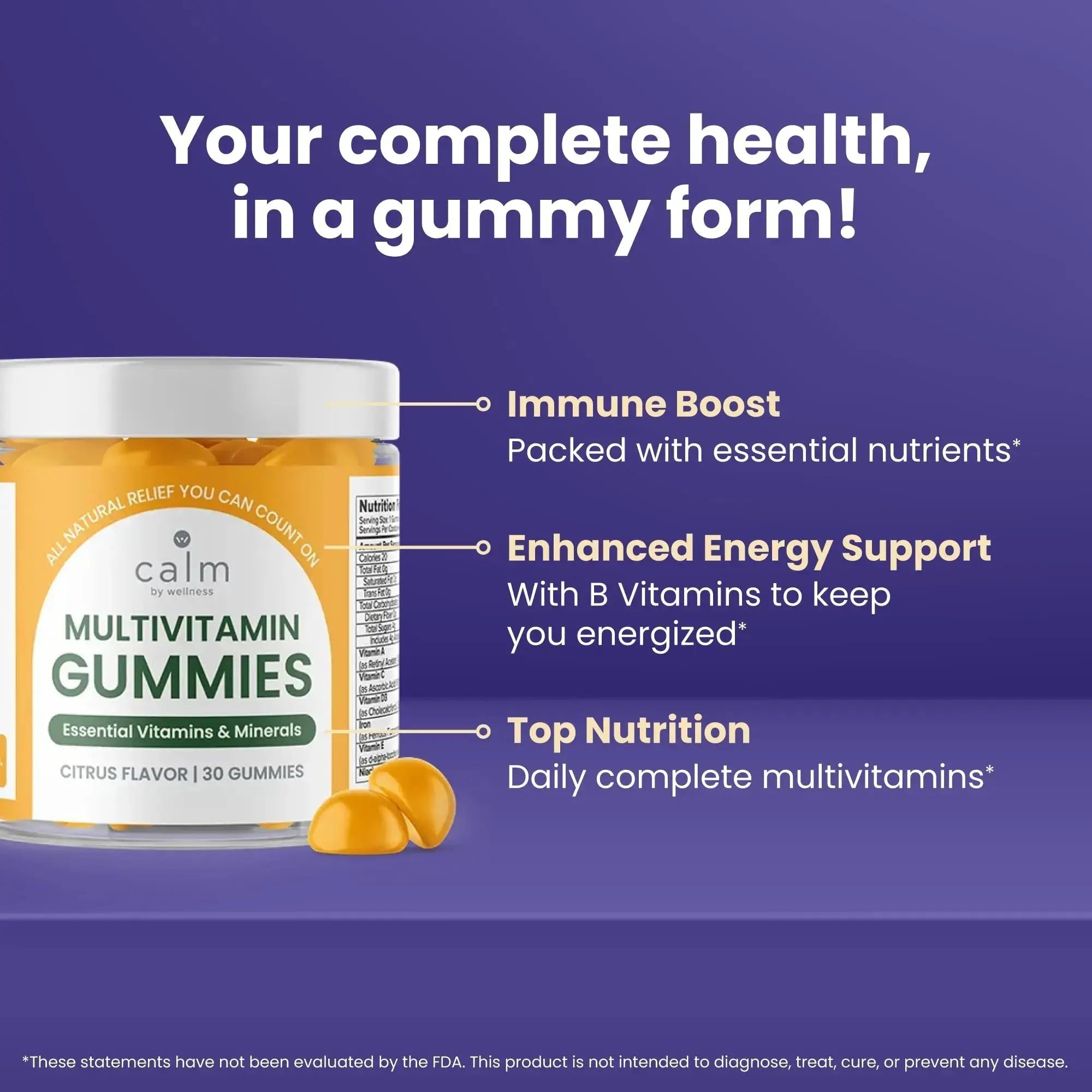 Calm by Wellness Multivitamin Gummies - All Natural Vegan Adult Multivitamin Gummy - Packed with Antioxidant Vitamins C & E, B12, B6 Calm by Wellness Au supplements