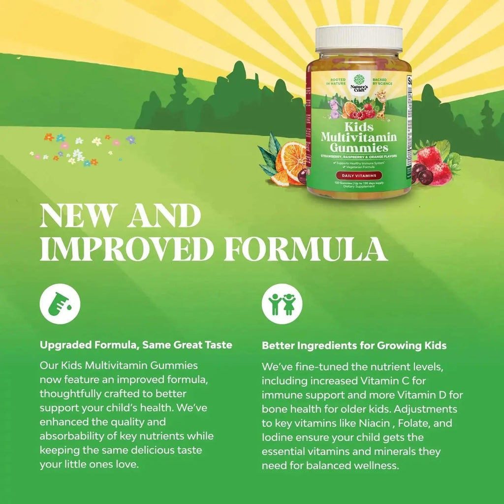 Bundle of Plant Based Kids Multivitamin Gummies with Vitamins A C D3 E B Zinc and DHA Omega 3 Gummies with Vegetarian 6 9 for Vision Brain Immunity Support Natures Craft Au supplements