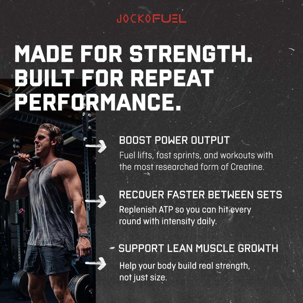 Jocko Fuel Creatine Monohydrate Stick Packs - Pure Micronized Travel Size Powders for Men & Women, Supports Muscle Growth, Strength, Recovery & Cognition,