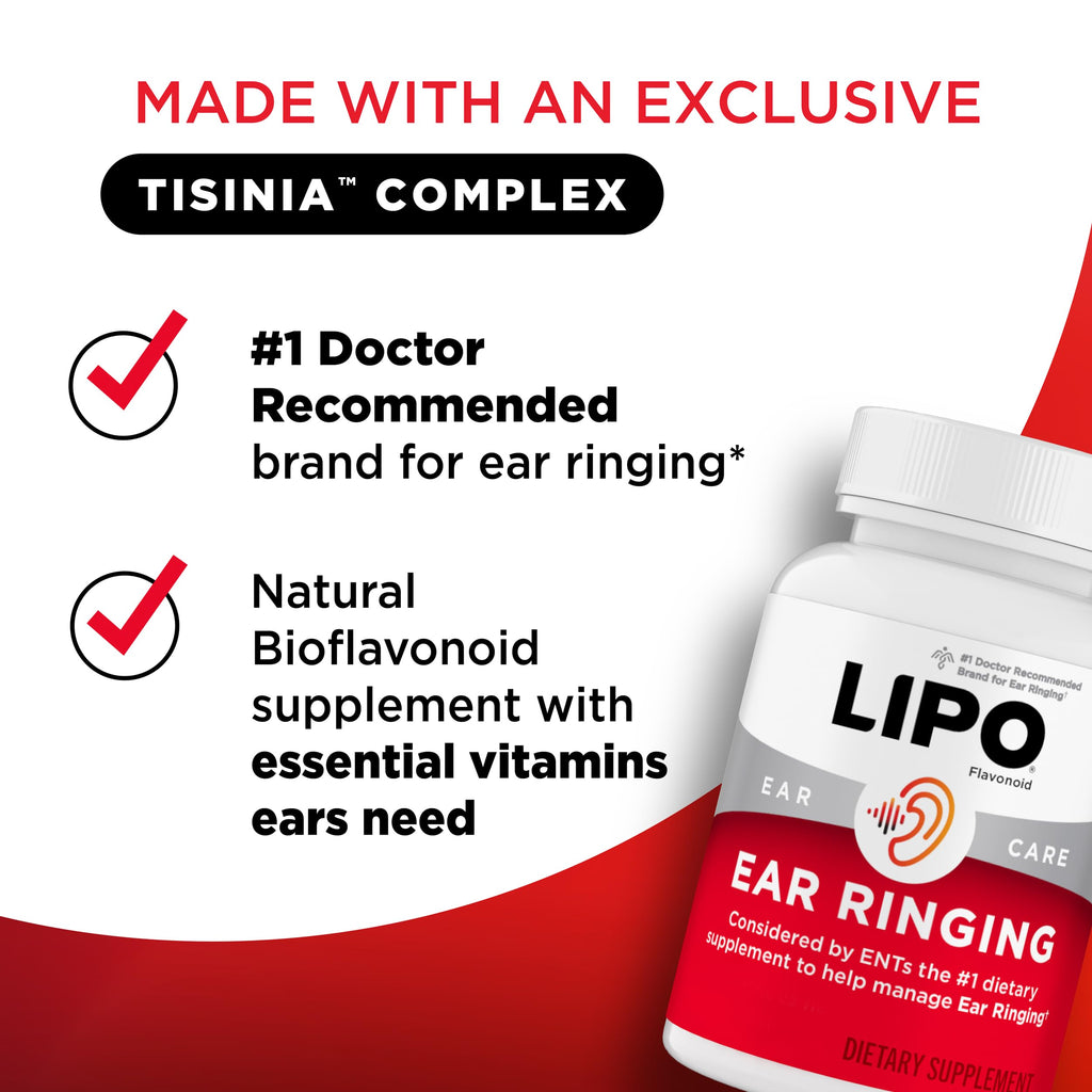Lipo Flavonoid Ear Ringing - Doctor-Recommended for Ringing Ears – Clinically Proven Lemon Bioflavonoid Complex with Vitamins C, B1, B2, B6, B12,