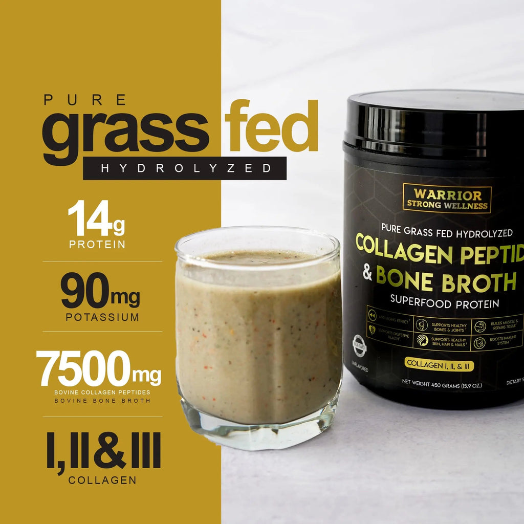 Warrior Strong Wellness Premium Collagen Peptides Bone Broth: Grass Fed Hydrolyzed Warrior Strong Wellness Au supplements